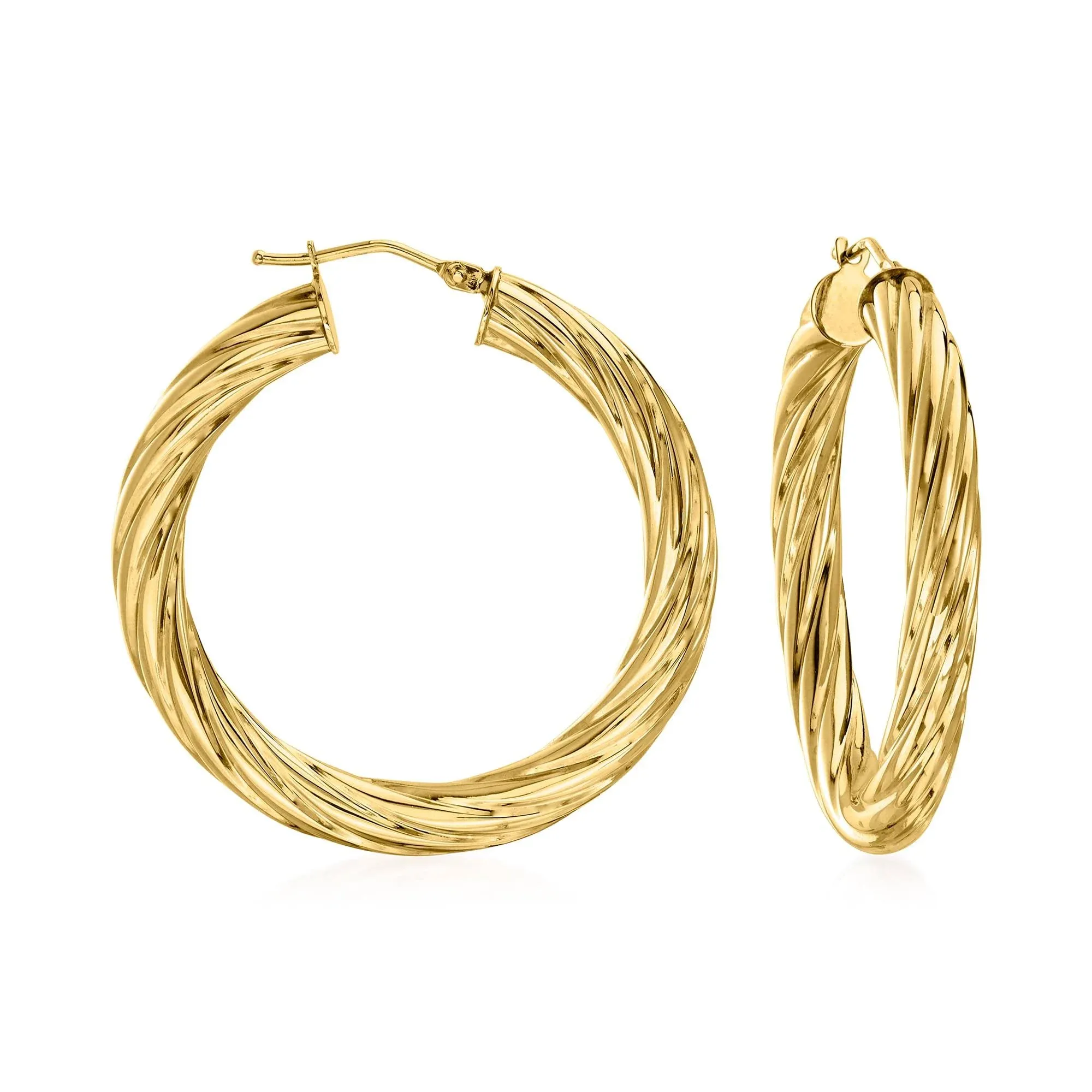 Ross-Simons Italian 14kt Yellow Gold Twisted Hoop Earrings. 1 1/2 inches  | eBay