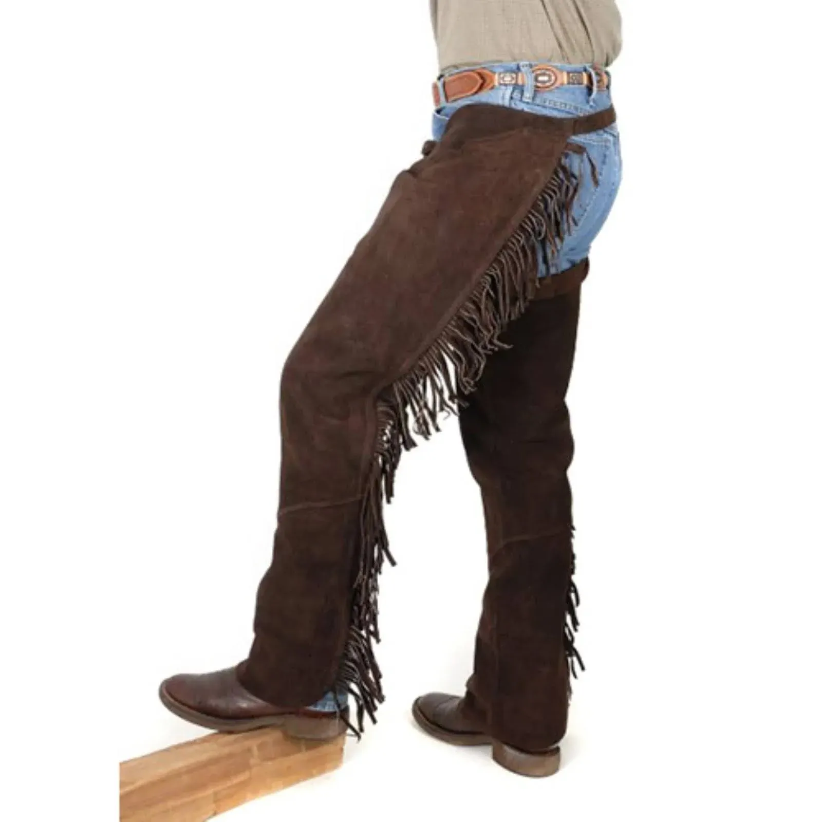 Tough-1 Western Fringed Chaps - Black - Large