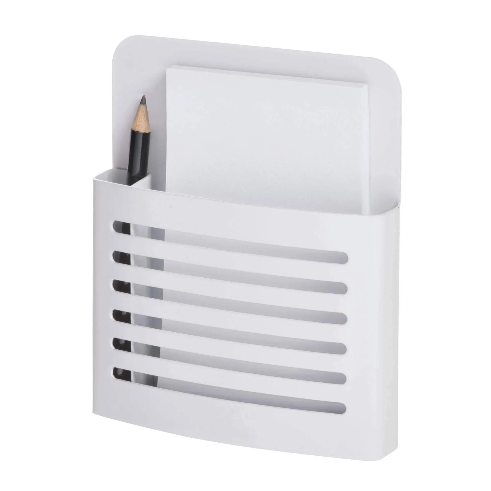 iDesign Magnetic Memo Center Pen and Pencil Holder, Matte White, 5.5x4.5x1 Inches