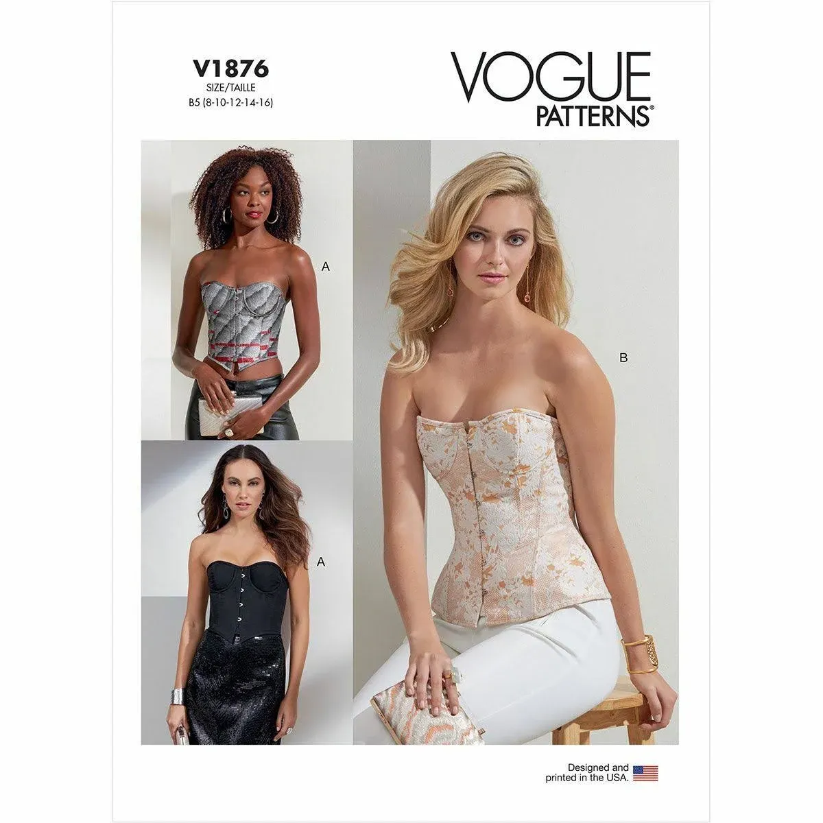 Vogue Misses' Close-Fitting Boned Corsets Sewing Pattern Kit, Code V1876, Sizes 8-10-12-14-16, Multicolor