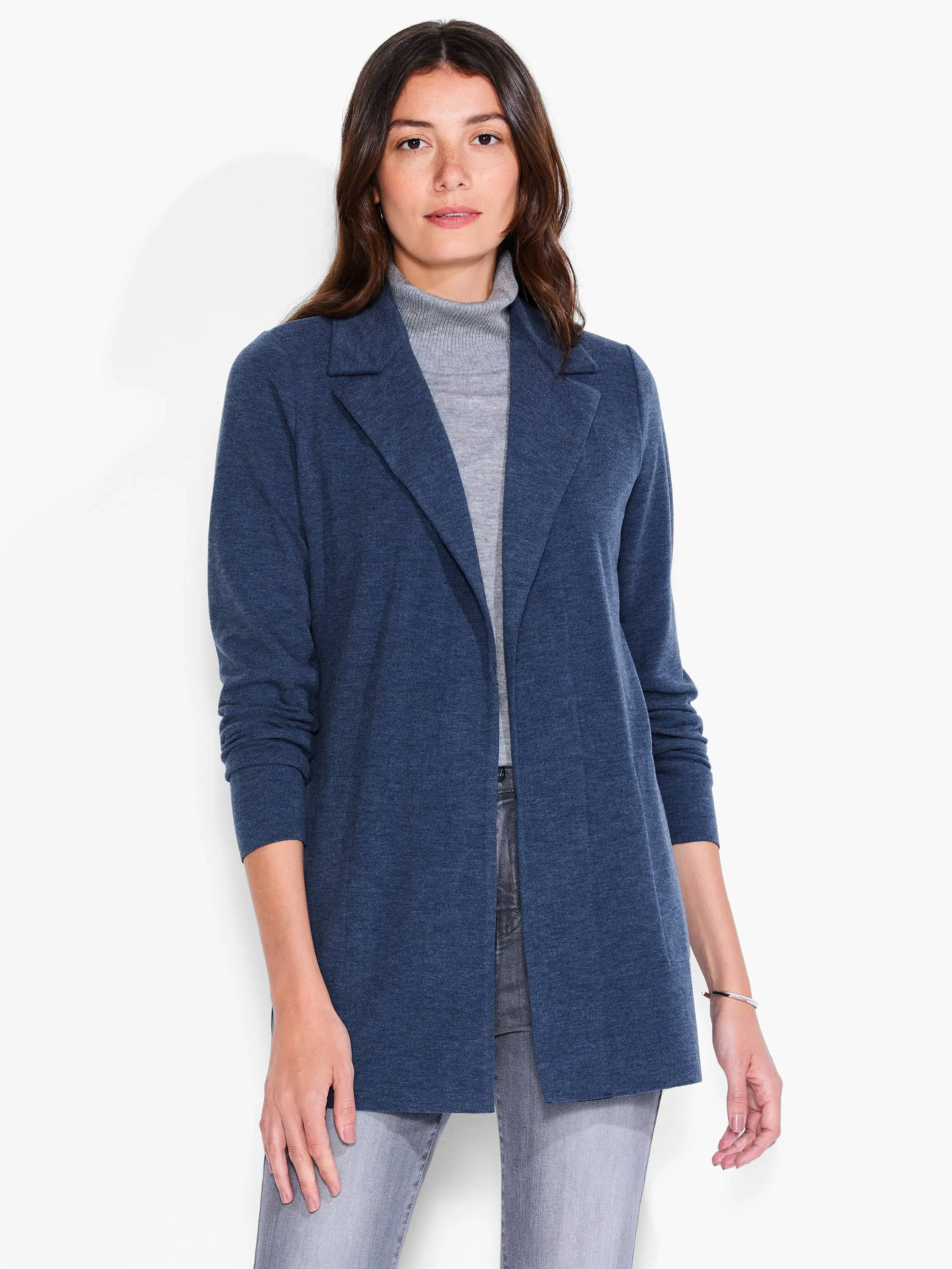 NIC+ZOE All Day Comfort Knit Blazer - Blue - Size L - Dark Indigo