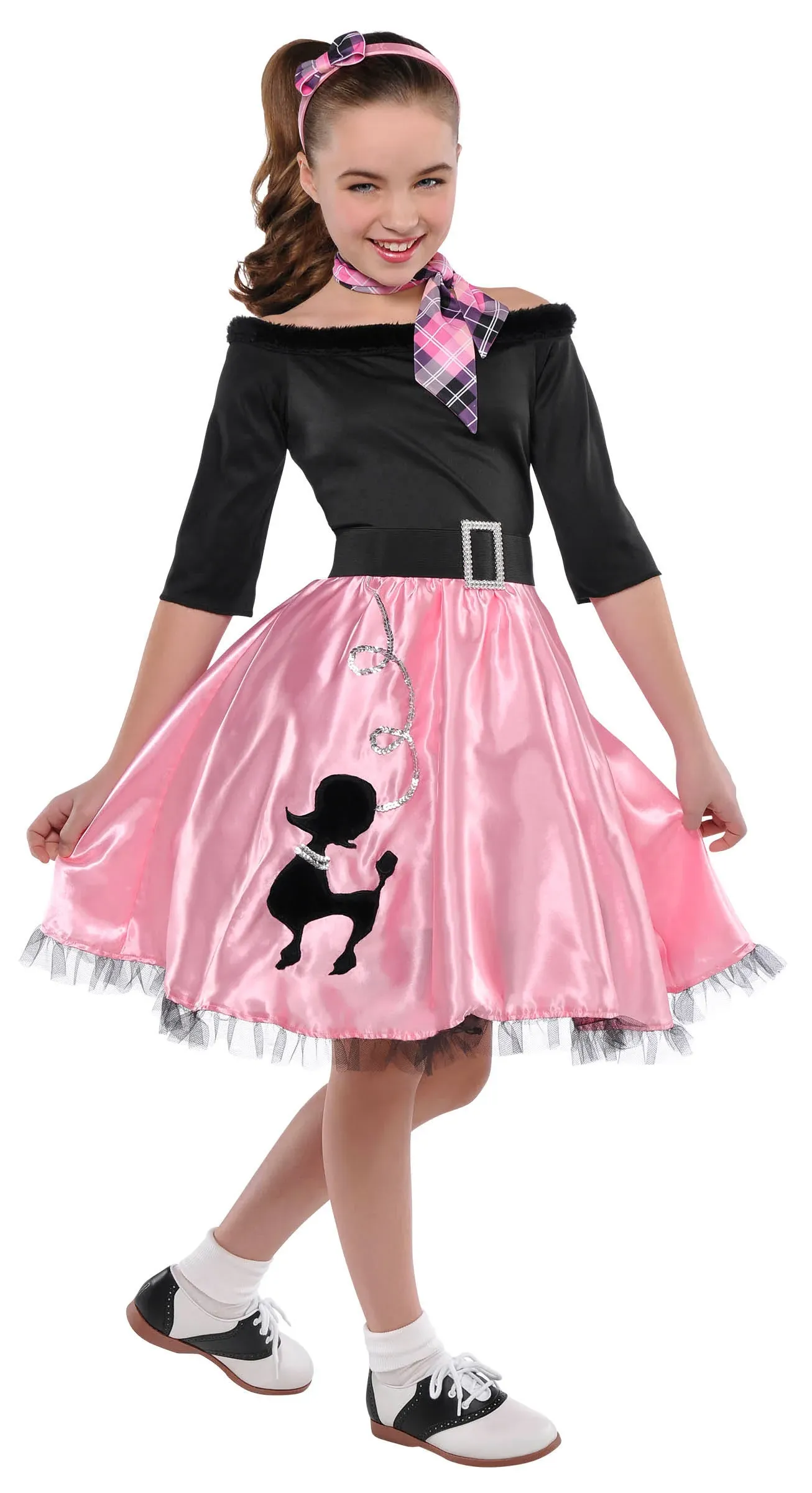 MISS SOCK HOP POODLE SKIRT 50&#039;S RETRO DRESS COSTUME GIRLS KIDS CHILD LARGE 12-14