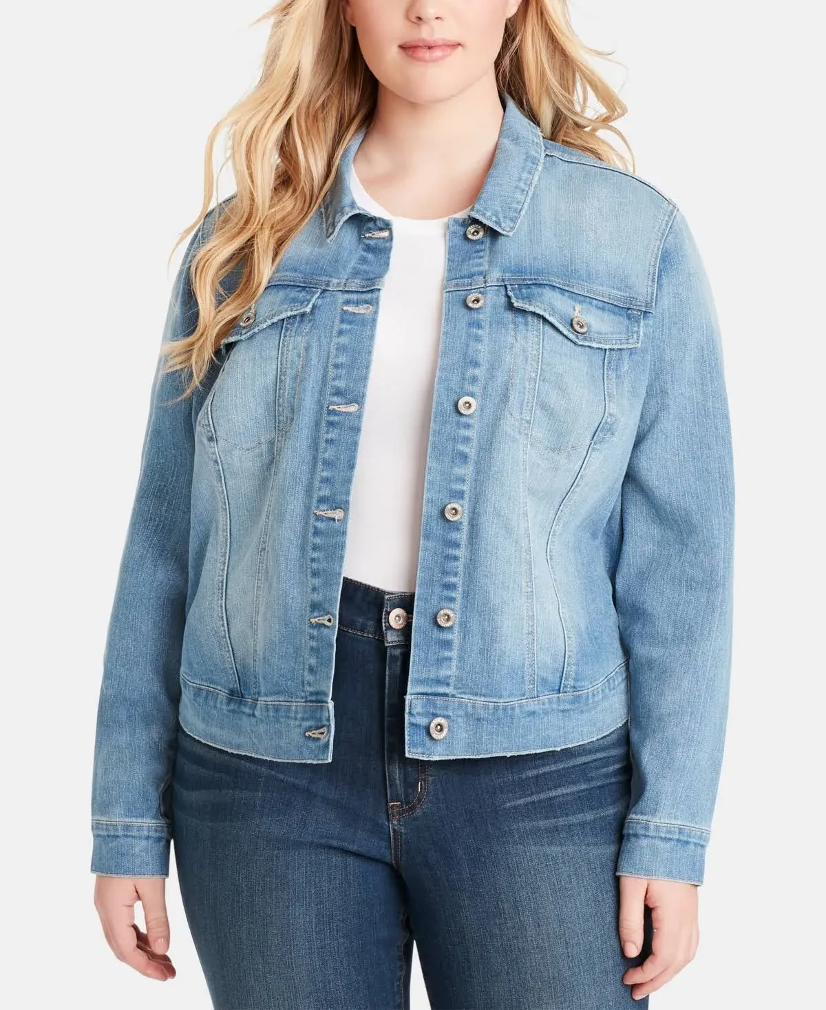 Jessica Simpson Women's Plus Size Pixie Jacket, 3X, Cotton, Denim