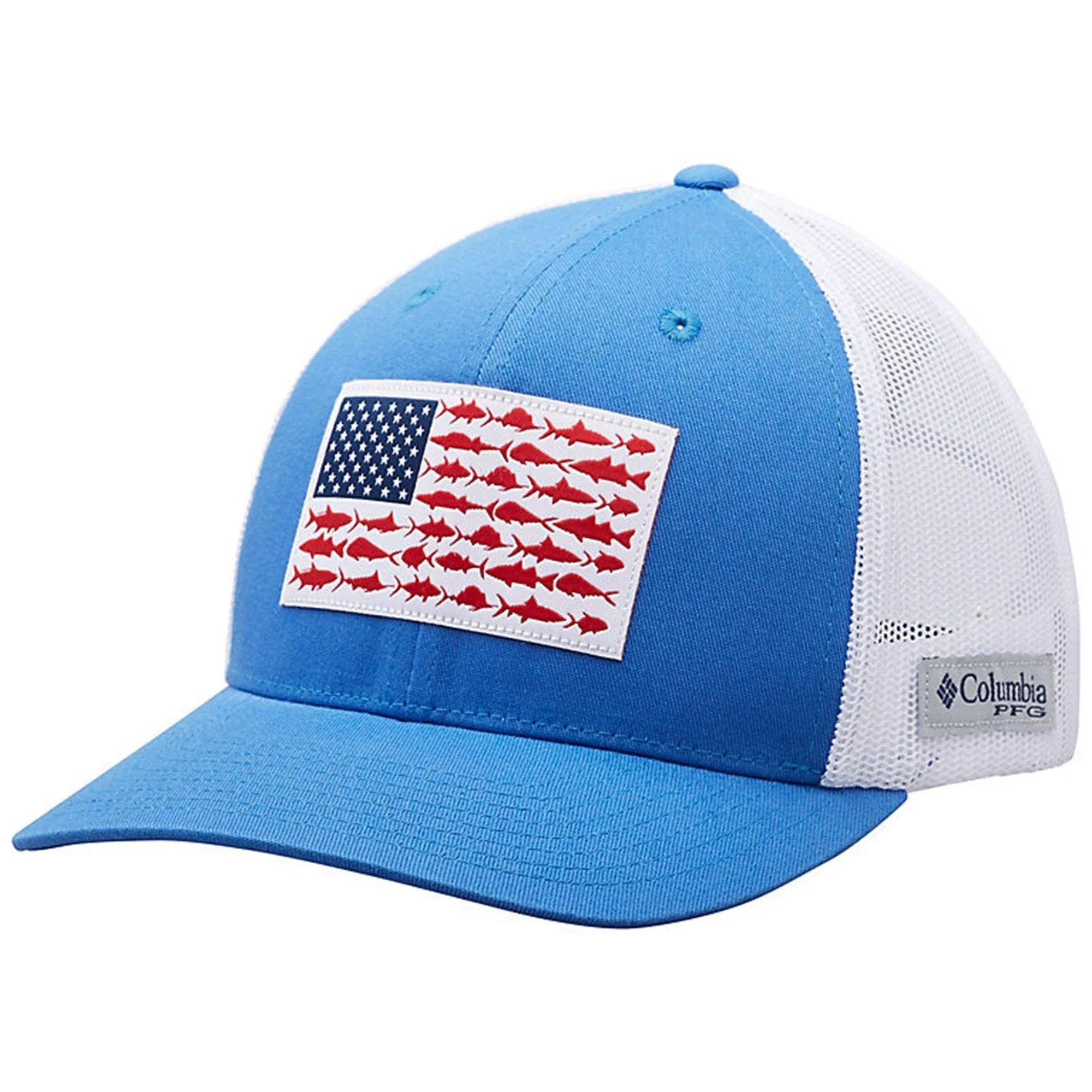 Columbia PFG Mesh Fish Flag Snap Back - Vivid Blue/ White