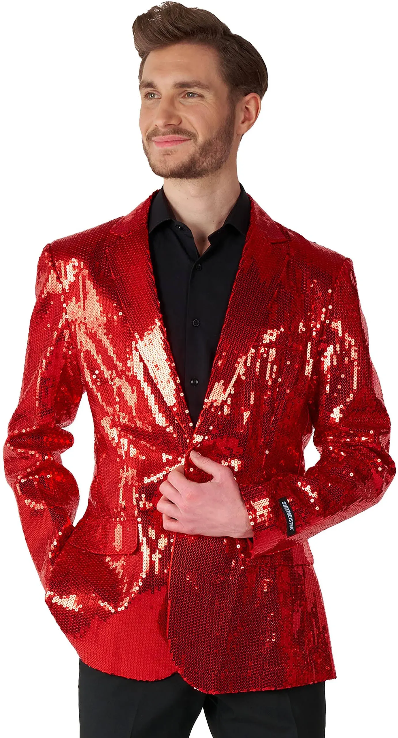 Suitmeister Men's Christmas Blazer - Sequins Red - Size: XXL