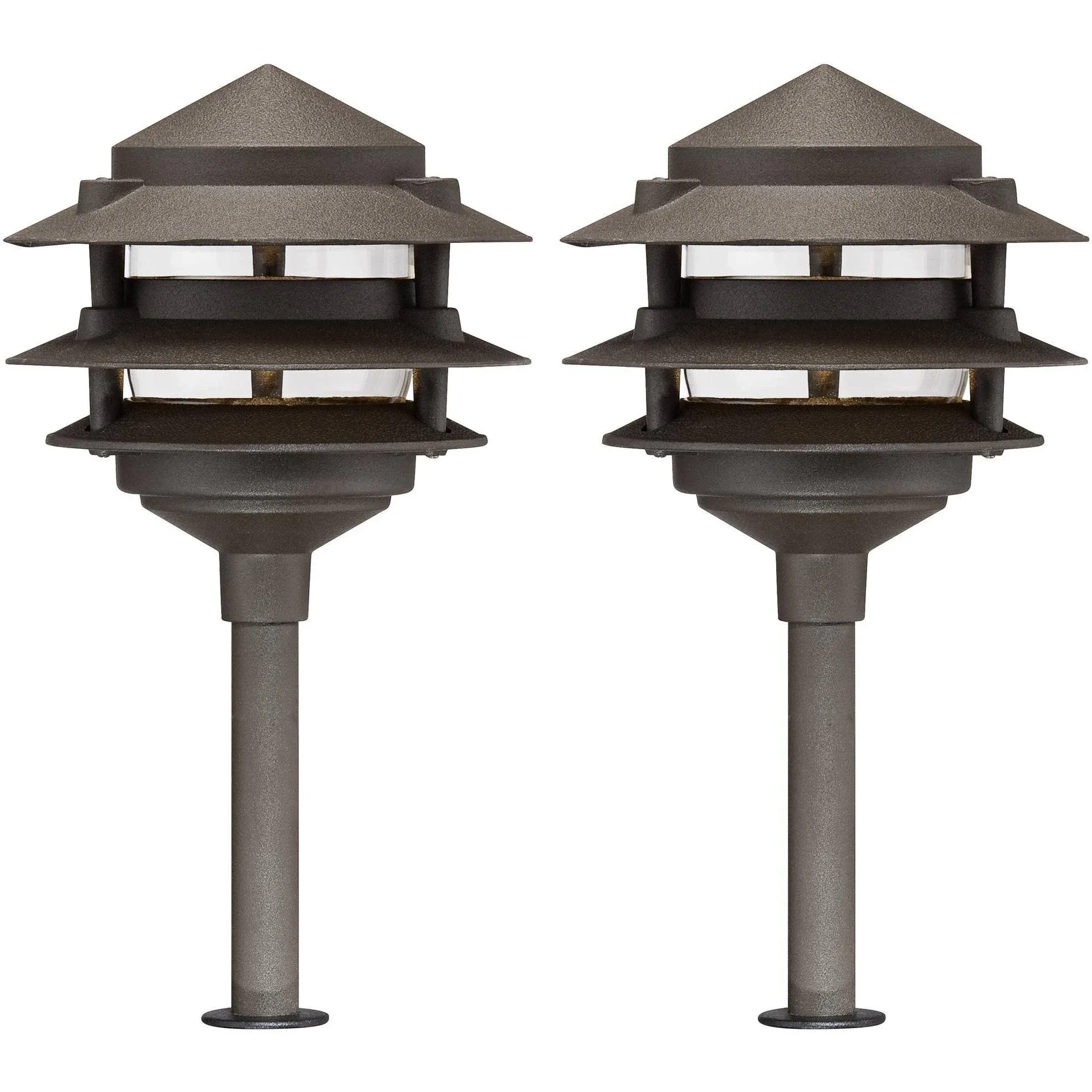 John Timberland Three-Tier Pagoda 11" High Bronze LED Path Lights Set of 2 235V4