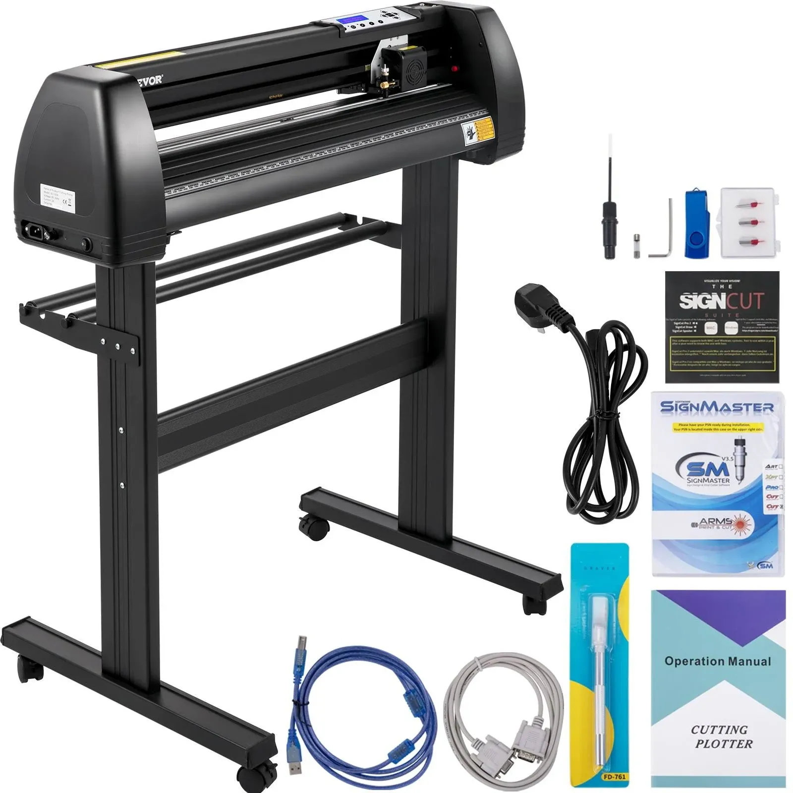 VEVOR Vinyl Cutter Machine Upgraded 28 inch Paper Feed Cutting Plotter Bundle Adjustable Force & Speed Vinyl Printer with Powerful Stepper Motors