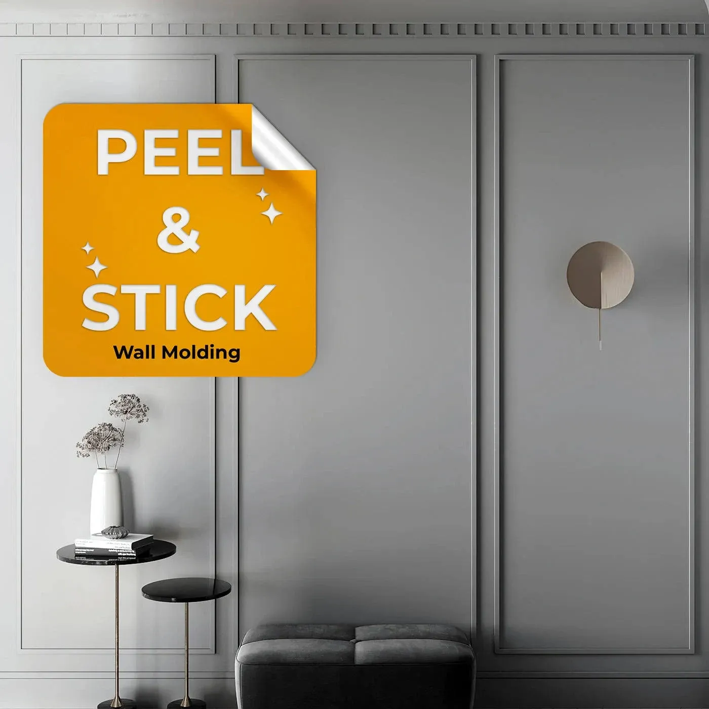 Peel and Stick Pre-cut wall molding kit Pieces, All Edges precut, Factory Primed Wall molding Pieces to Make 3 Frames P-49P