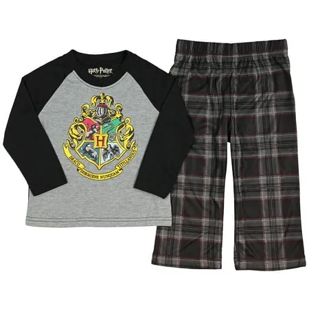 Intimo Big Boys Harry Potter Hogwarts School Crest Raglan Pajama Set