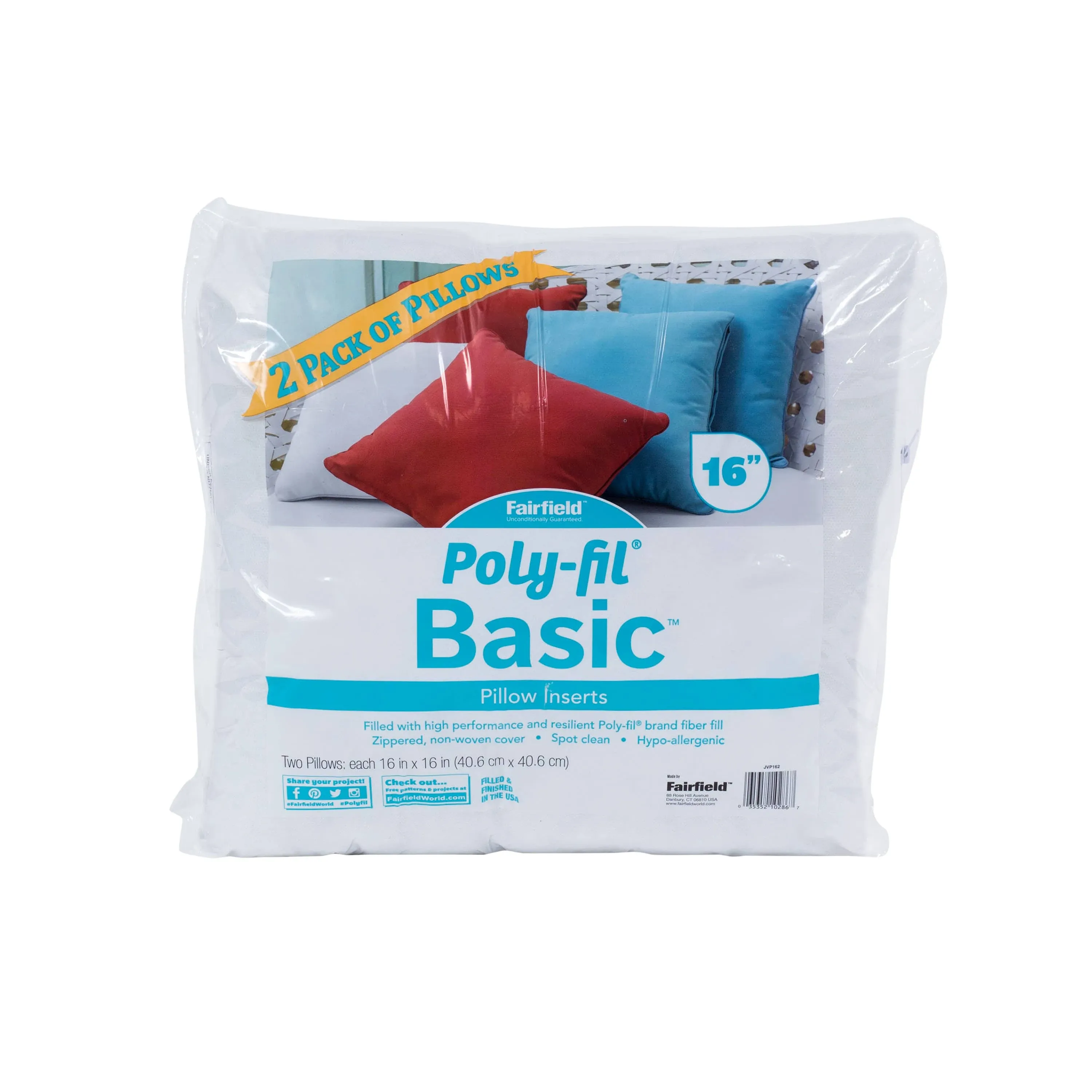 ONE Basic Poly-Fil  Pillow Insert By Fairfield Soft n Crafty 16&#034; X 16&#034;