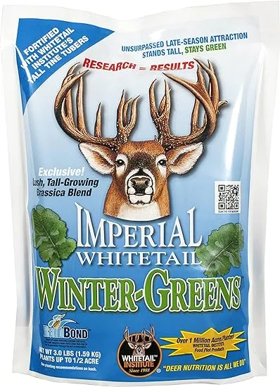 Whitetail Institute Winter-Greens Deer Food Plot Seed for Fall Planting, Annual Brassica Blend to Attract Deer in The Early and Late Season, Very Cold and Drought Tolerant, 3 lbs (.5 Acres)