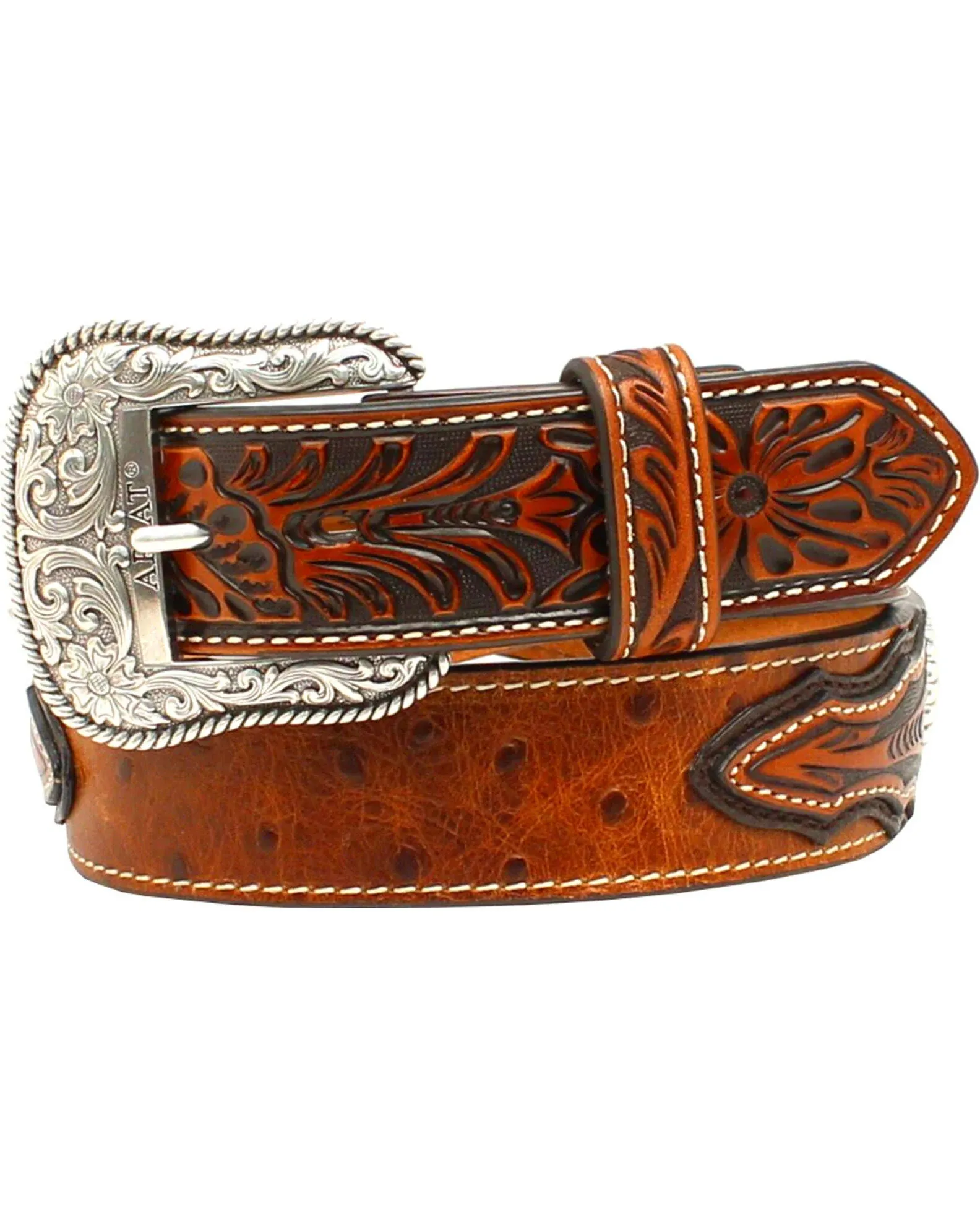 "Ariat Men's Faux Ostrich Textured Belt"