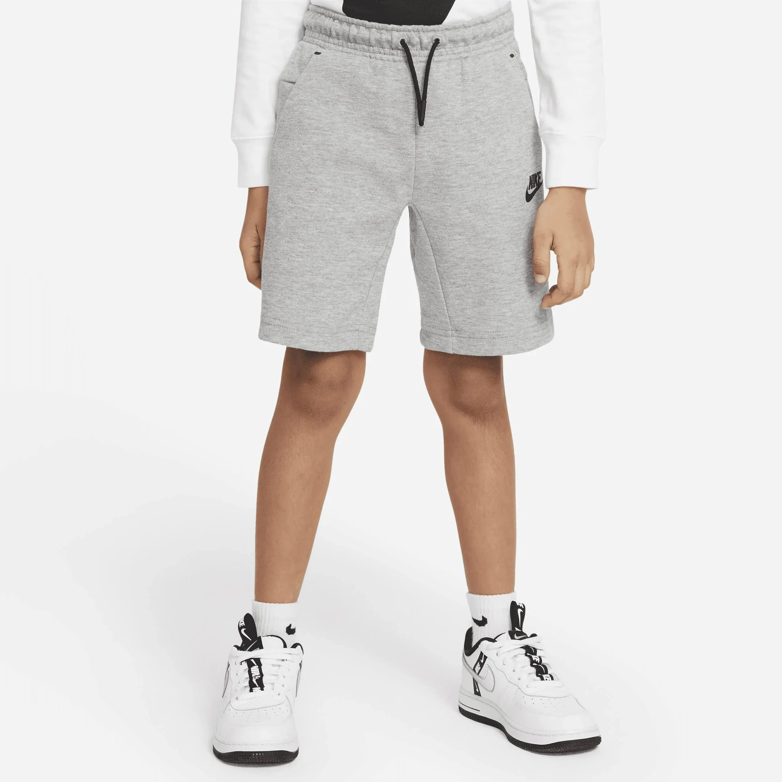 Nike Boys Tech Shorts - White/Dark Grey Heather Size 4