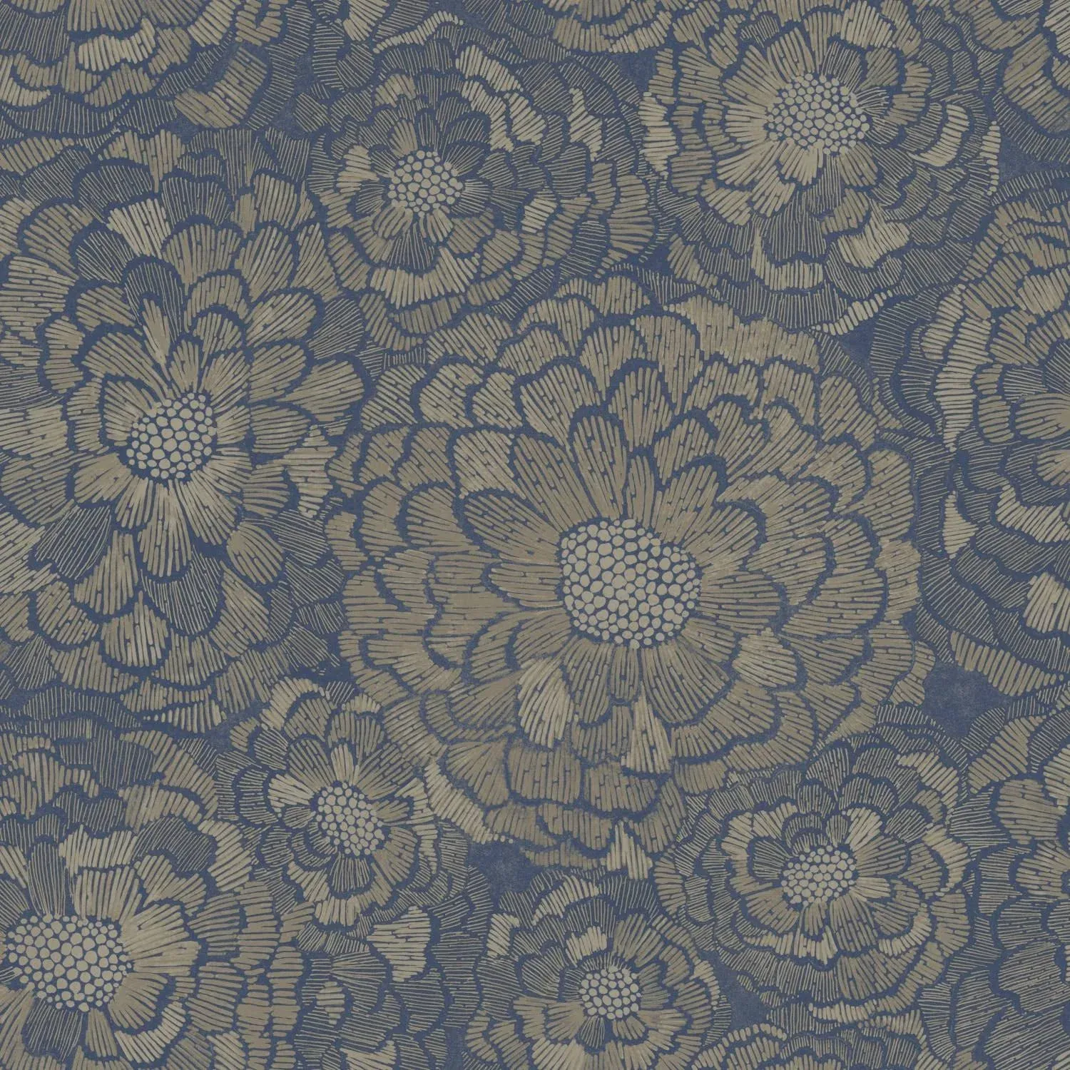 Roommates RMK12110WP Zen Dahlia Peel & Stick Wallpaper, Blue & Taupe