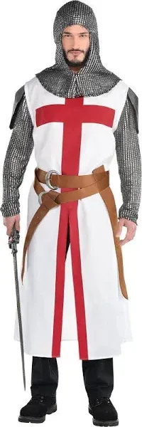 Crusader Medieval Warrior Costume - Adult Standard Size - 4-Color Premium Polyester - Perfect for Events & Parties, 1 Pc.