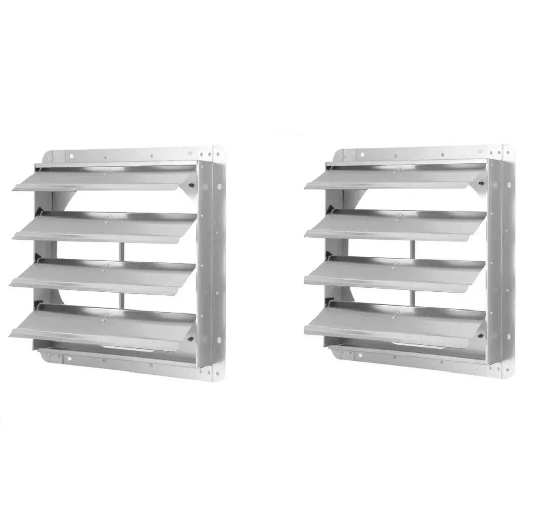 iPower 18-inch Square Aluminum Automatic Gravity Shutter Louver Vent, Silver,2-Pack