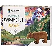 Bear Soapstone Carving and Whittling—DIY Arts and Craft Kit. All Kid-Safe Tools and Materials Included. For kids and adults 8 to 99+ Years.