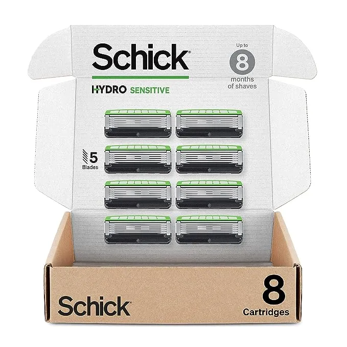 Schick Hydro Sensitive Razor Refills, 8ct | Razor Blades Refills, Razor Blades for Men, Shaving Blades for Men, Hydro Razor Blades Refill, 5 Blade