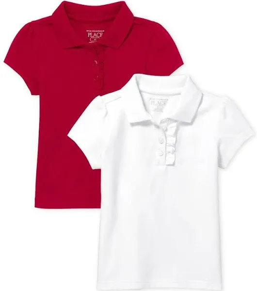 The Children's Place Girls Short Sleeve Ruffle Pique Polo Multipack