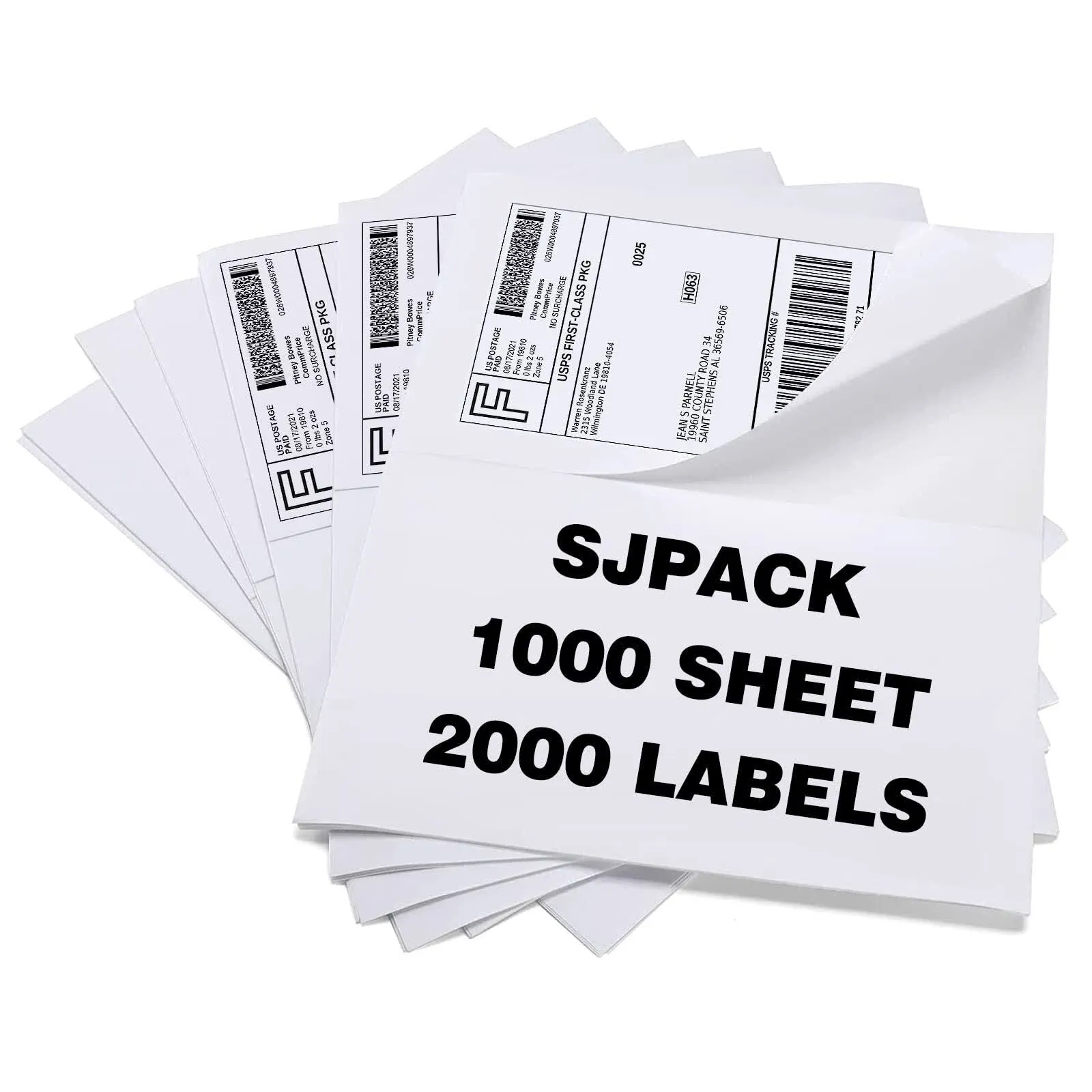 Sjpack 2000 8.5x5.5 Half Sheet Laser/Ink Jet Shipping Labels Mailing Blank Labels