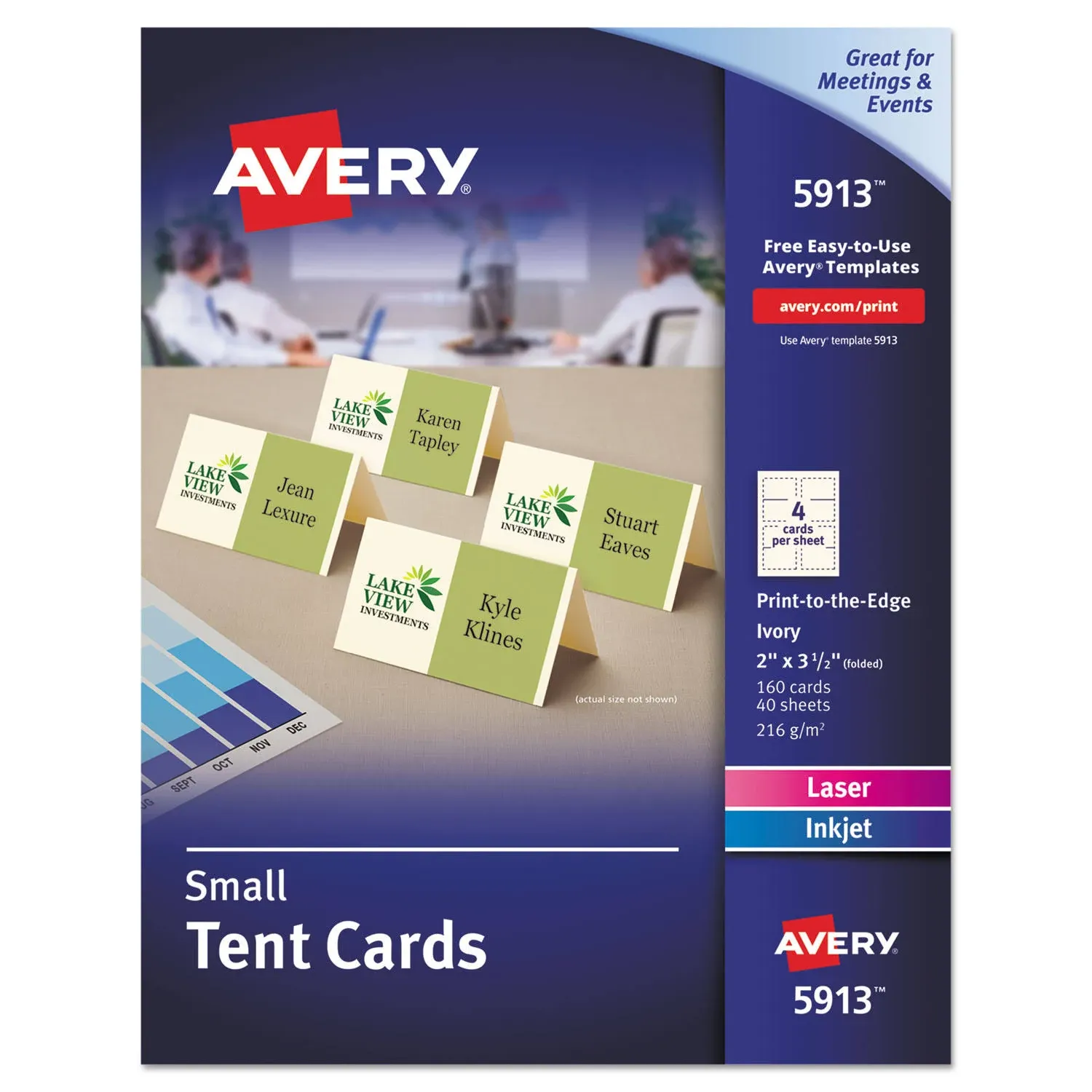 Avery Embossed Tent Card, Ivory - 160 count