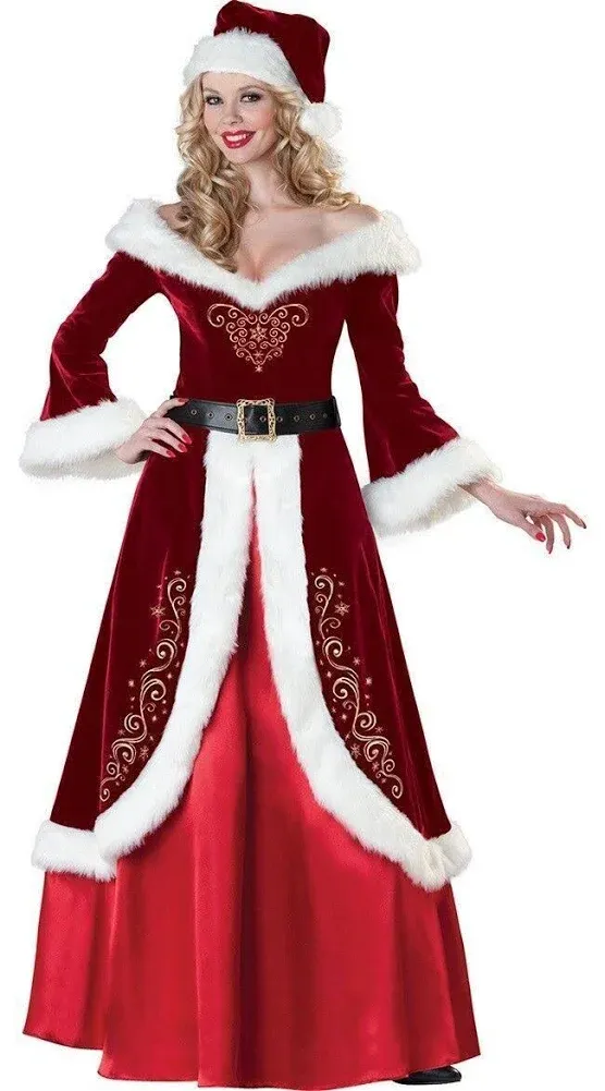 Christmas Santa Claus Adult Costume Fancy Dress Party Suit Cosplay