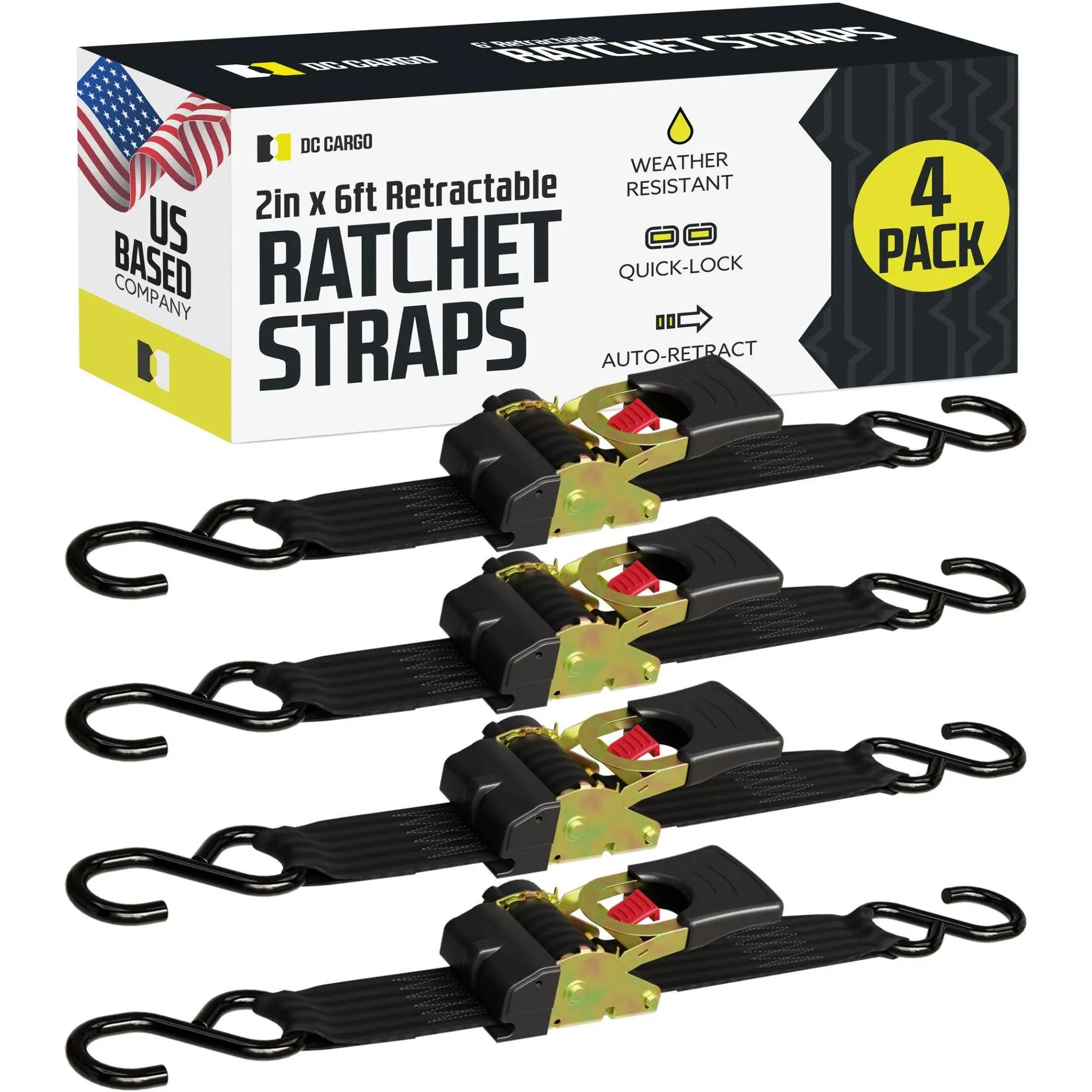 Dc Cargo Auto Retract Ratchet Straps