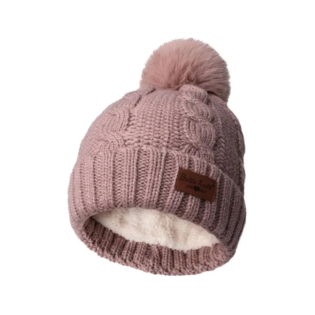 Britt's Knits Cozy Classics Pom Hat Winter Cozy Fur Pom Knit Beanie Hat Skull Cap for Women & Girls