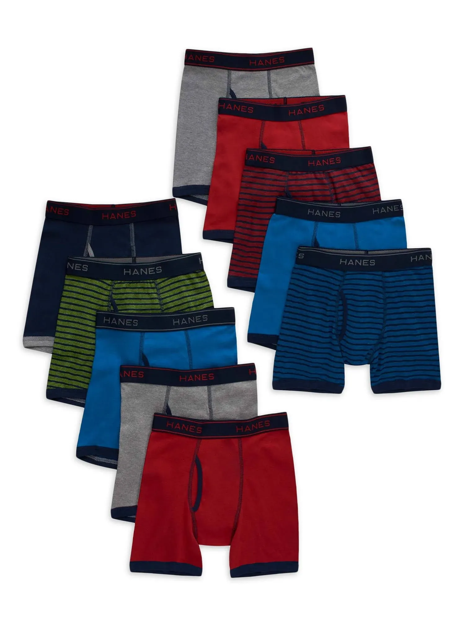 Hanes Boys Tagless ComfortFlex Waistband Boxer Brief Underwear 10 Pack, L Assorted