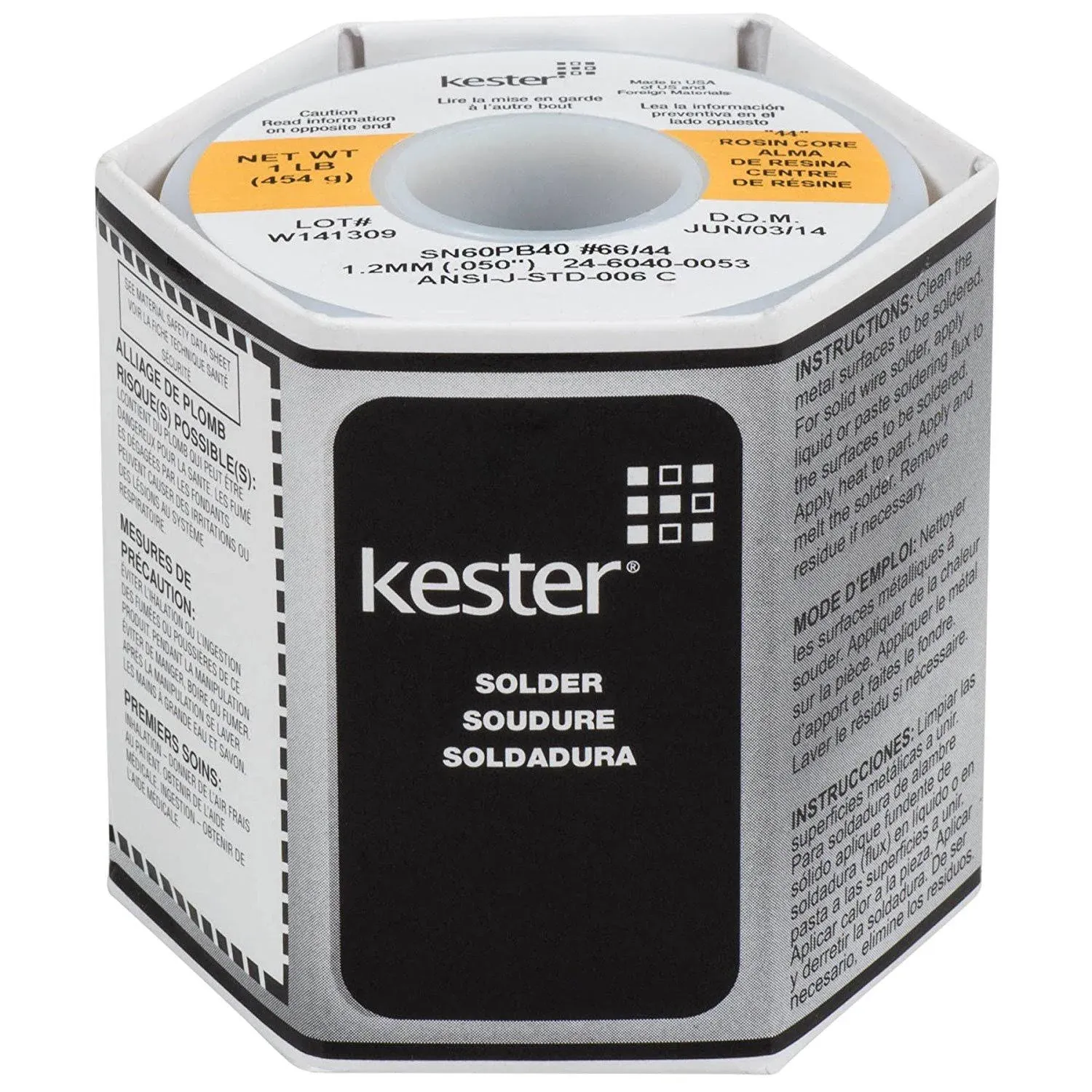 Kester 24-6040-0053 Solder Wire 60-40 .050 DIA. 1LB Spool 