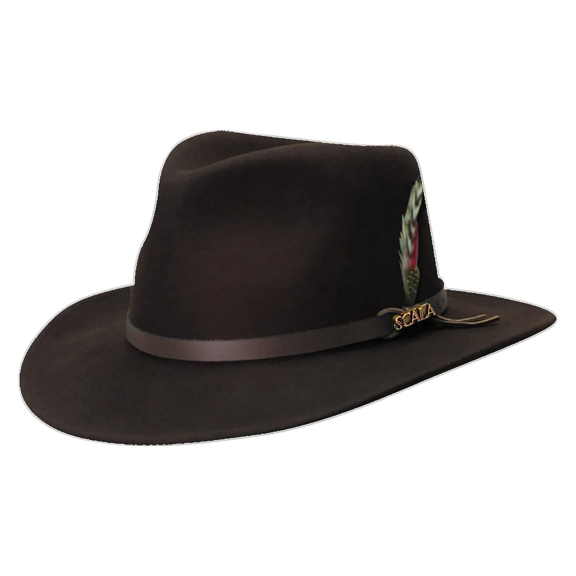 Scala Classico Men's Crushable Felt Outback Hat Chocolate Large