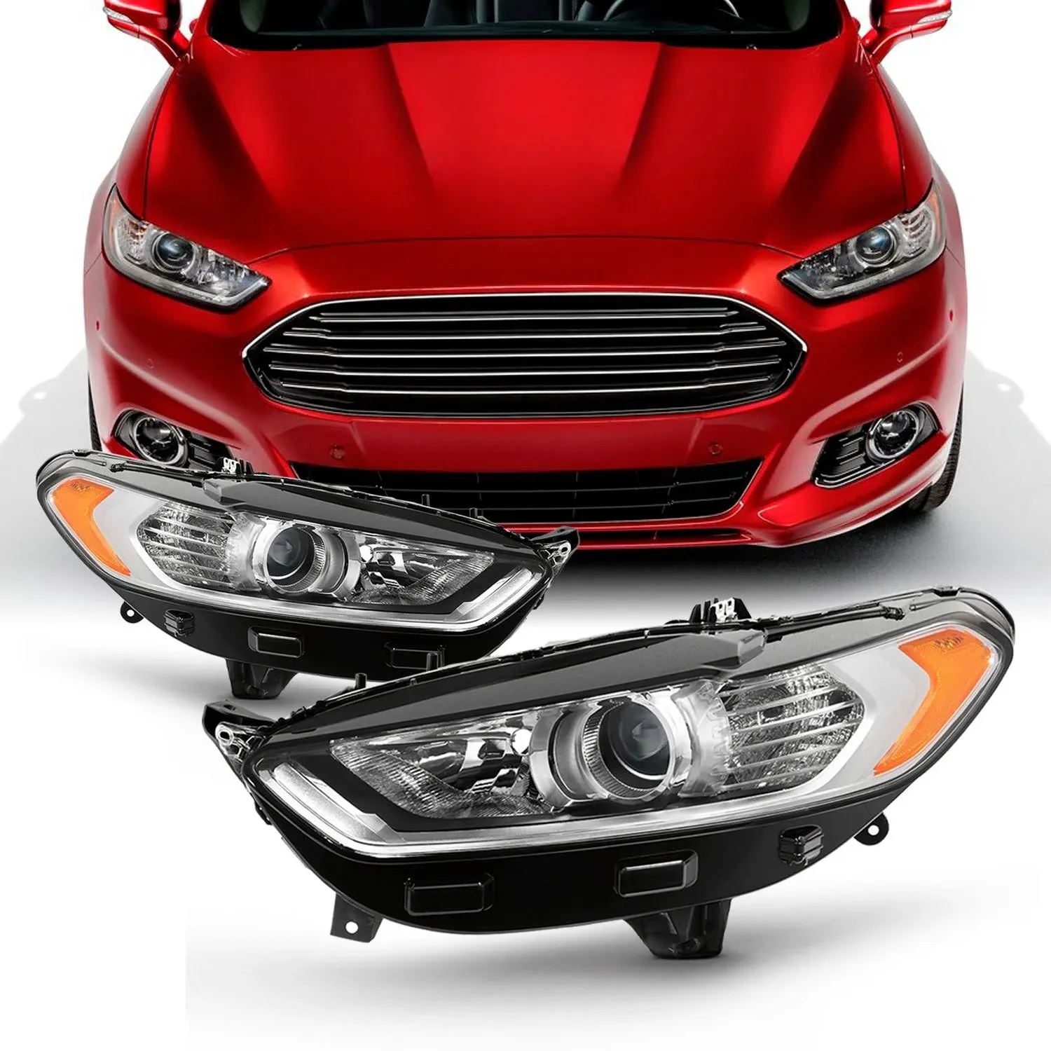 For 2013-2016 Ford Fusion Projector Headlights Left+Right light Lamps 13 14 15