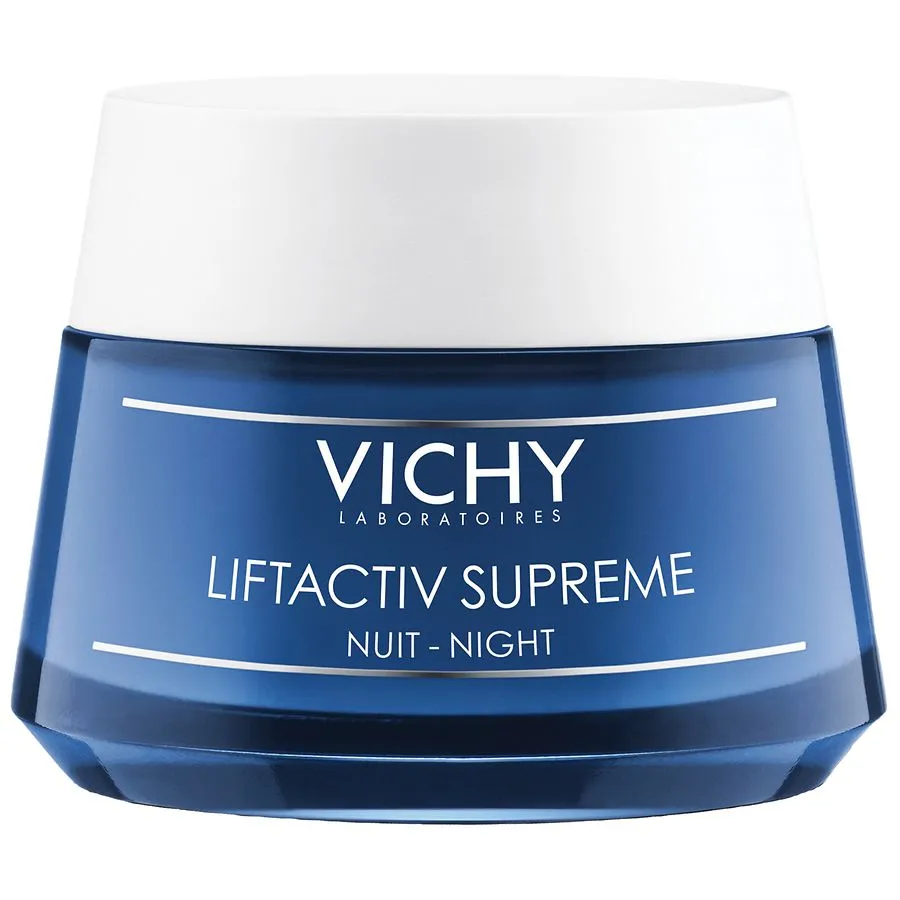 Vichy LiftActiv Supreme Night Cream, Anti Aging Face Cream with Vitamin C & Rhamnose to Firm & Brighten, Suitable for Sensitive Skin