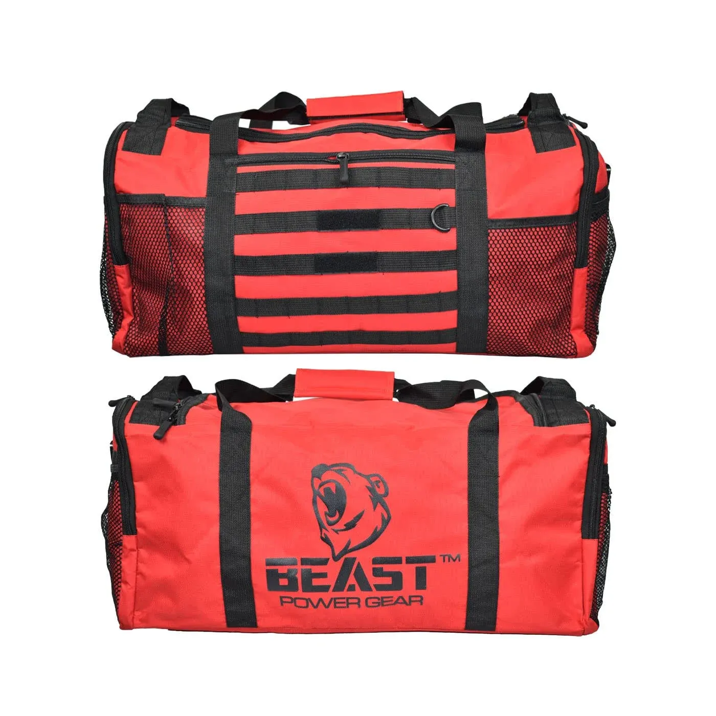 Beastpowergear Gym Duffle Bag- Workout, Boxing, MMA, Sports Bag with Shoes Compartment and Adjustable Shoulder Strap for Men and Women (Red)