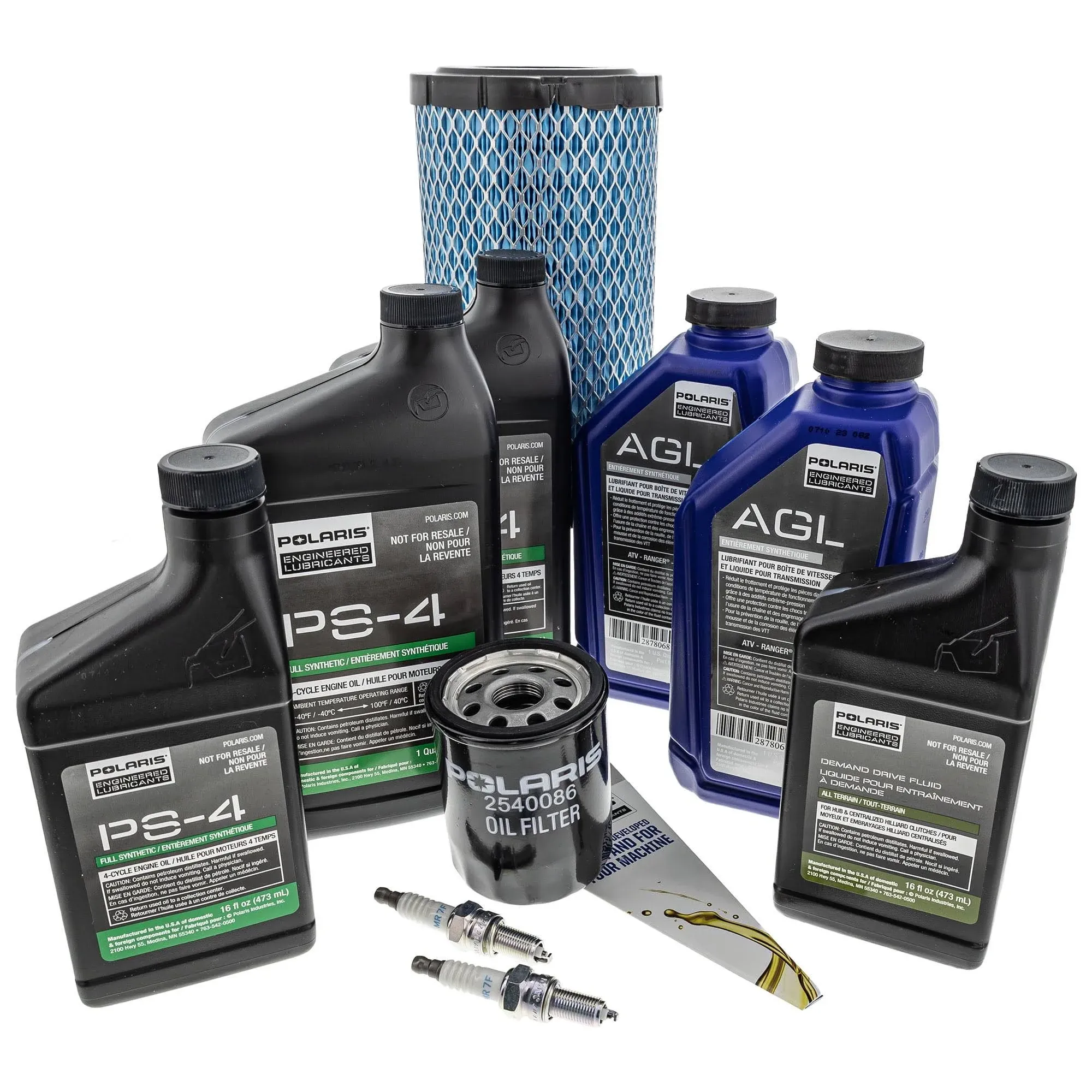 Polaris Service Kit for Ranger 1000 XP, 1000 Crew XP Models and more, Includes Demand Drive Fluid, Agl Fluid, PS-4 5W-50 Full Synthetic Oil, 1 Air