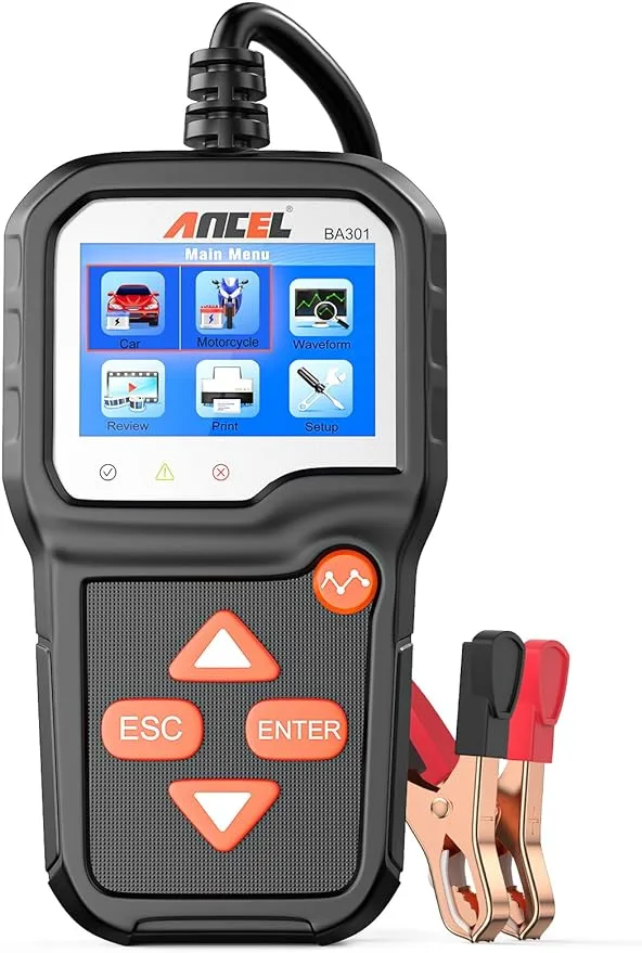 ANCEL BA301 6V 12V Car Battery Load Tester Alternator Analyzer Automotive Battery Cranking and Charging System Test Tool for Motorcycle, Car, Boat, Light Truck and More