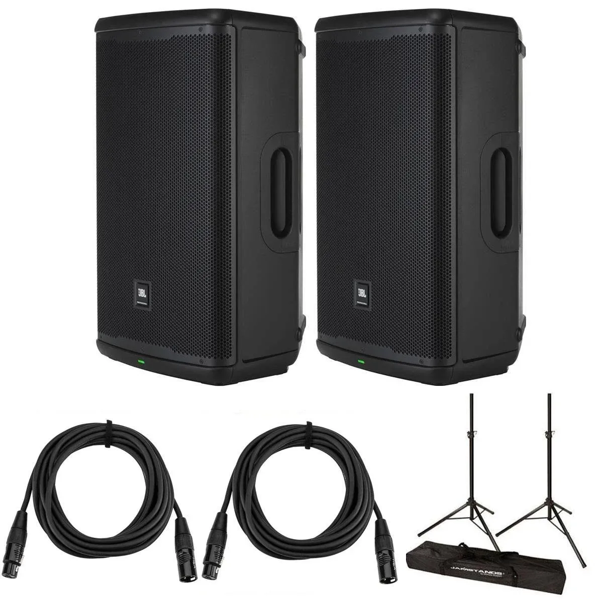 JBL EON715 15" 1300W Powered Pa Speaker Pair, Bundle with Stands and Cables