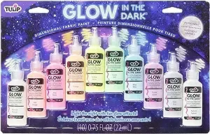 Tulip Glow in the Dark Dimensional Fabric Paint, Permanent DIY Fashion Art, Multi-Surface Craft Paint, Great for Costumes, Pumpkins, Decor, Pack of 10