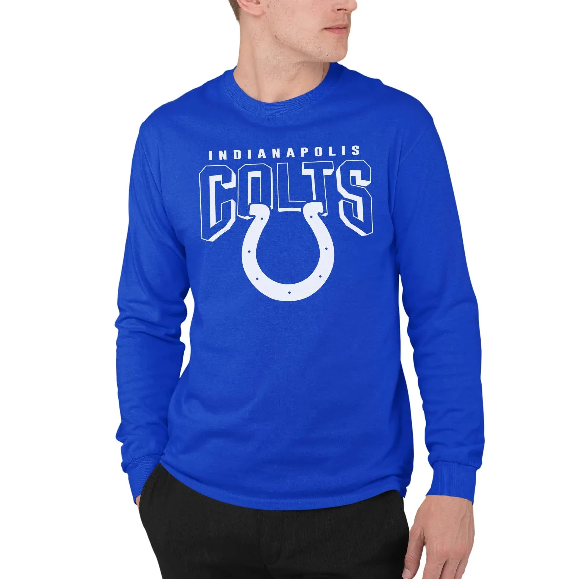 Junk Food Clothing x NFL - Indianapolis Colts - Bold Logo - Mens and Womens Long Sleeve Fan Shirt - Size Large