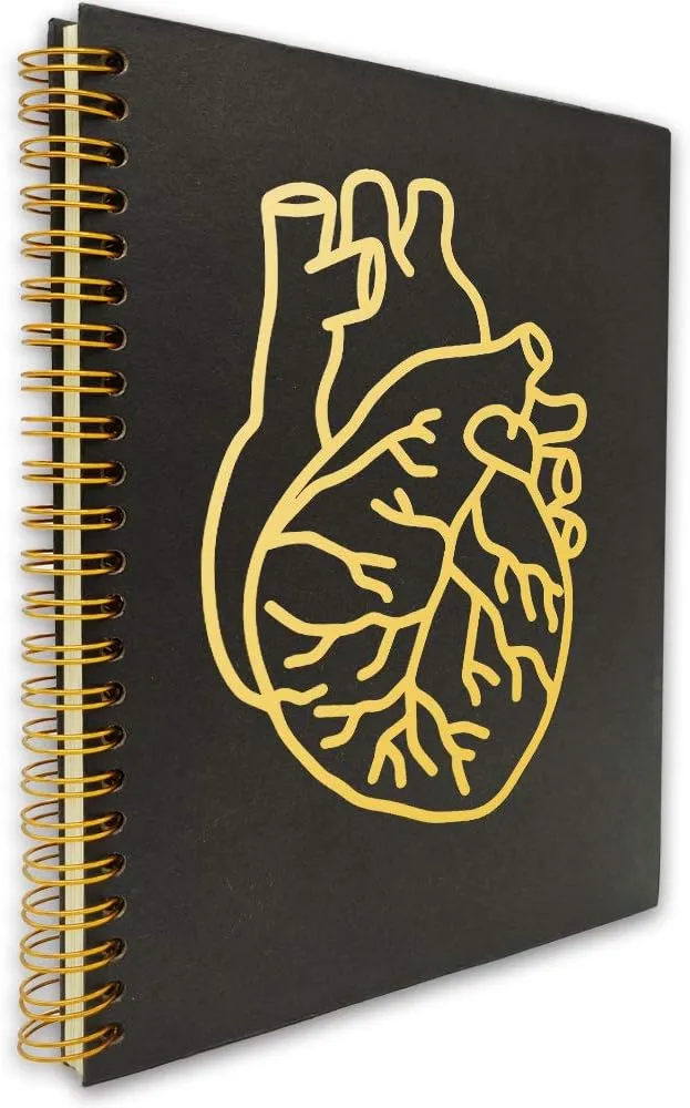 akeke Organs Anatomy Heart Hardcover Spiral Notebook/Journal, Gold Foil Words ...