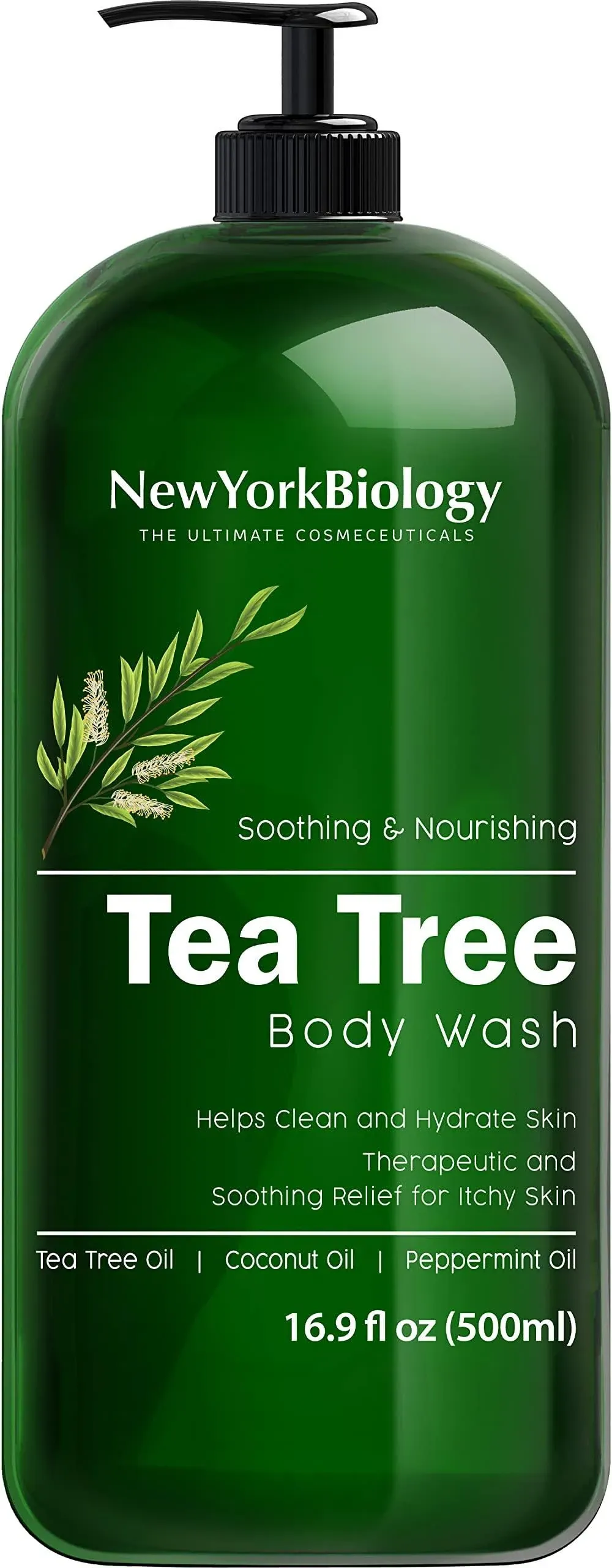 New York Biology Tea Tree Body Wash for Men and Women - Moisturizing Body Wash Helps Soothe Itchy Skin, Jock Itch, Athletes Foot, Nail Fungus, Eczema,