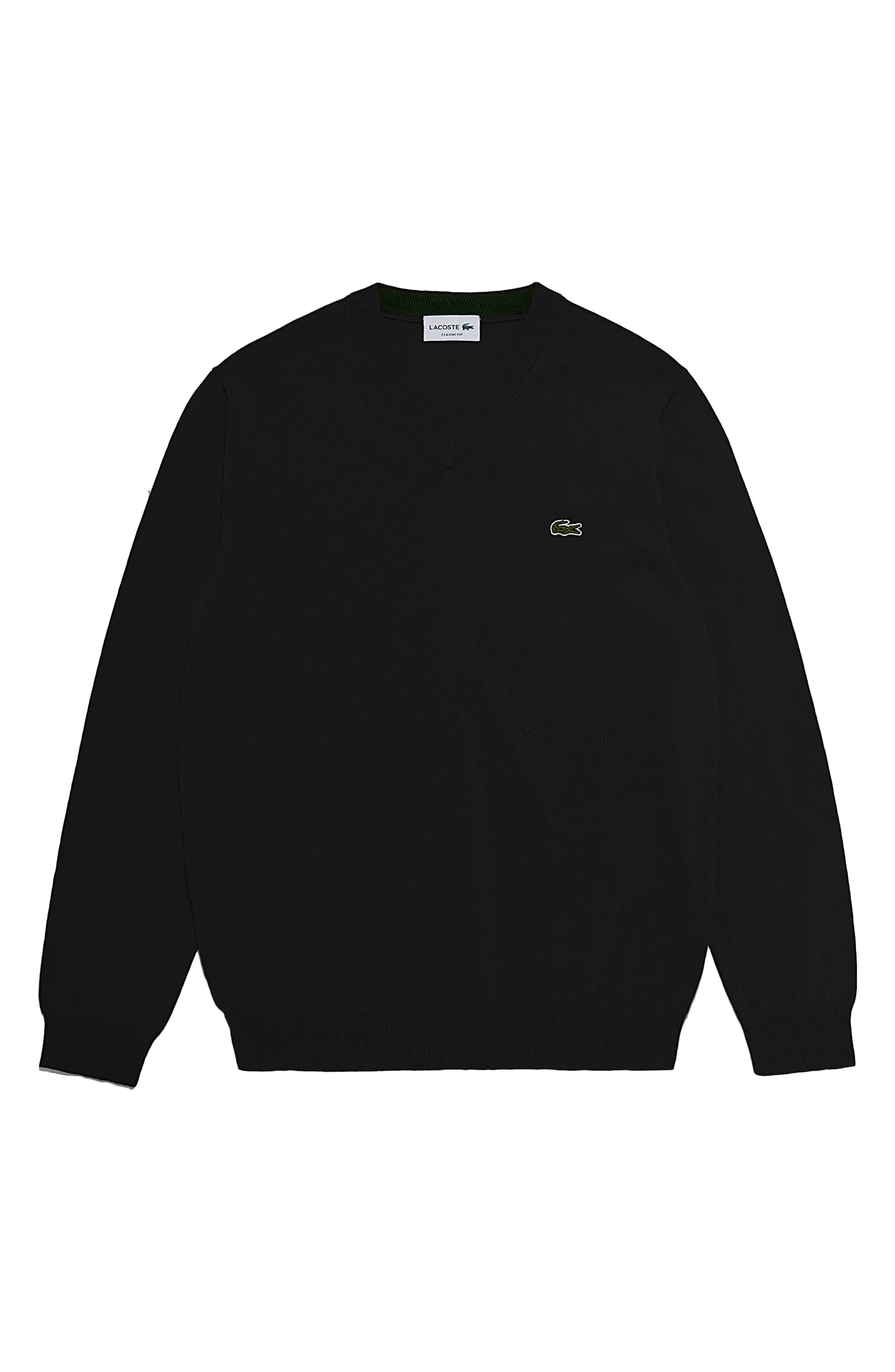 Lacoste Men's Long Sleeve Regular Fit V-neck Organic Cotton Sweater