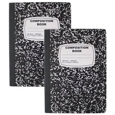 Emraw Marble Composition Notebook Wide Ruled Black and White Composition Books 100 Sheets (4 Pack)