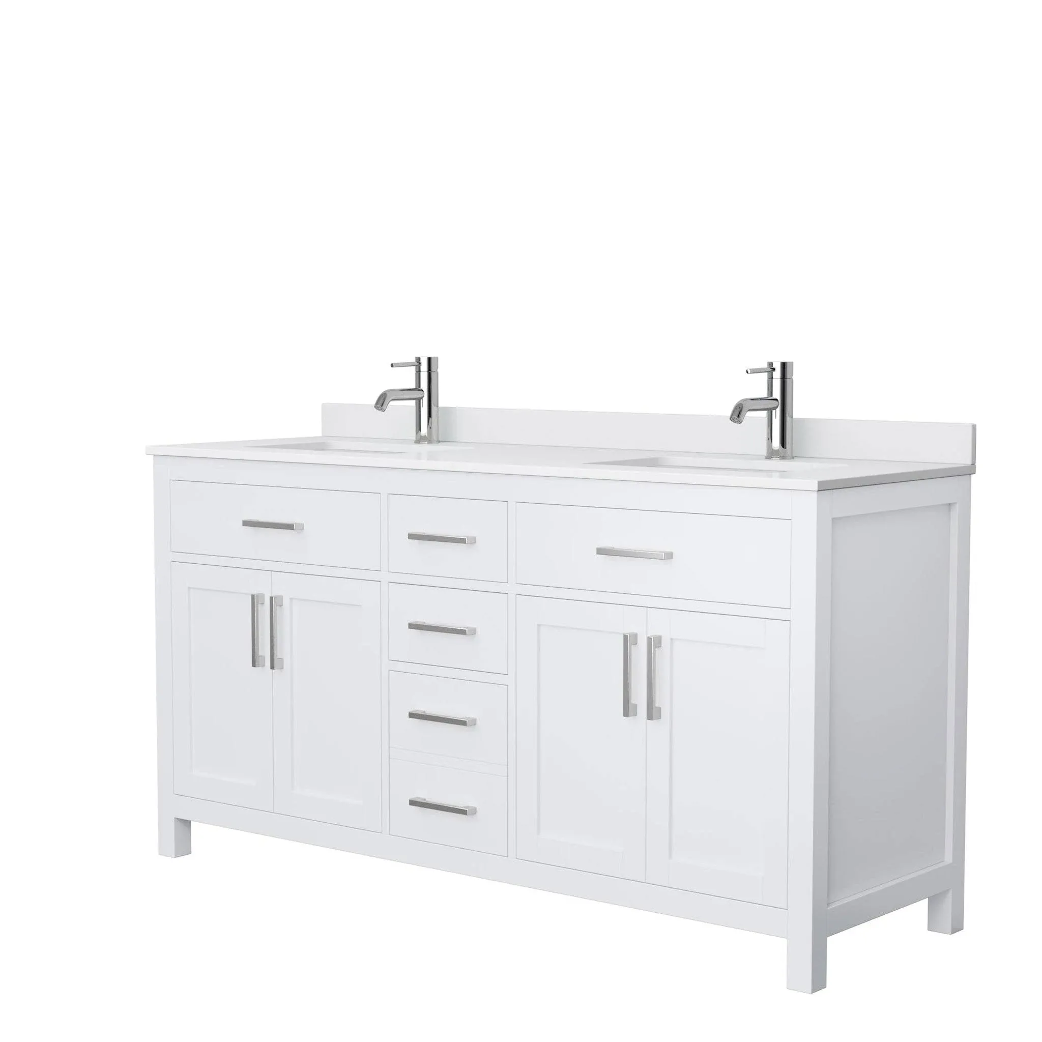 Wyndham Collection Beckett 66 inch Double Bathroom Vanity in White, Carrara ...