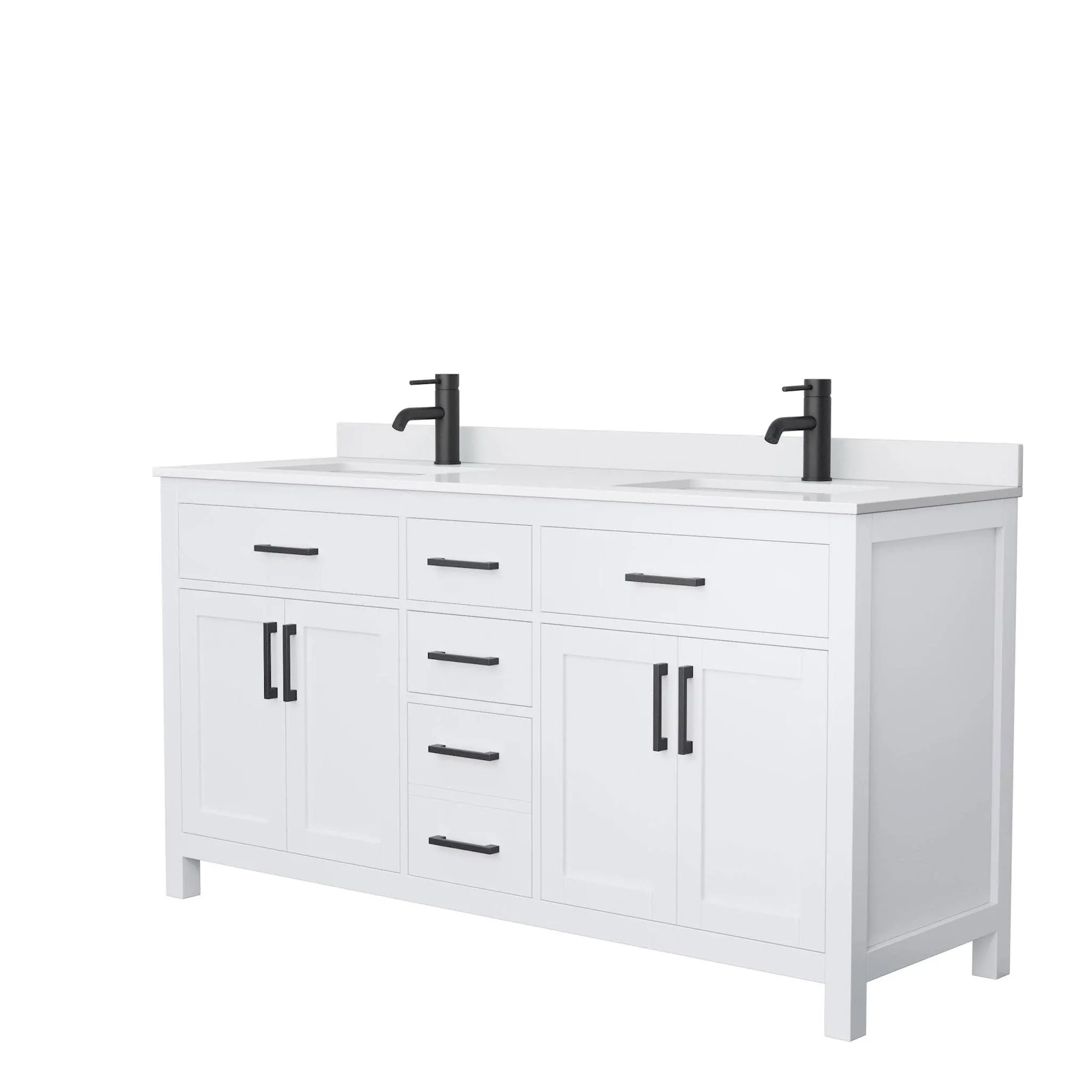 Wyndham Collection Beckett 66 inch Double Bathroom Vanity in White, Carrara ...