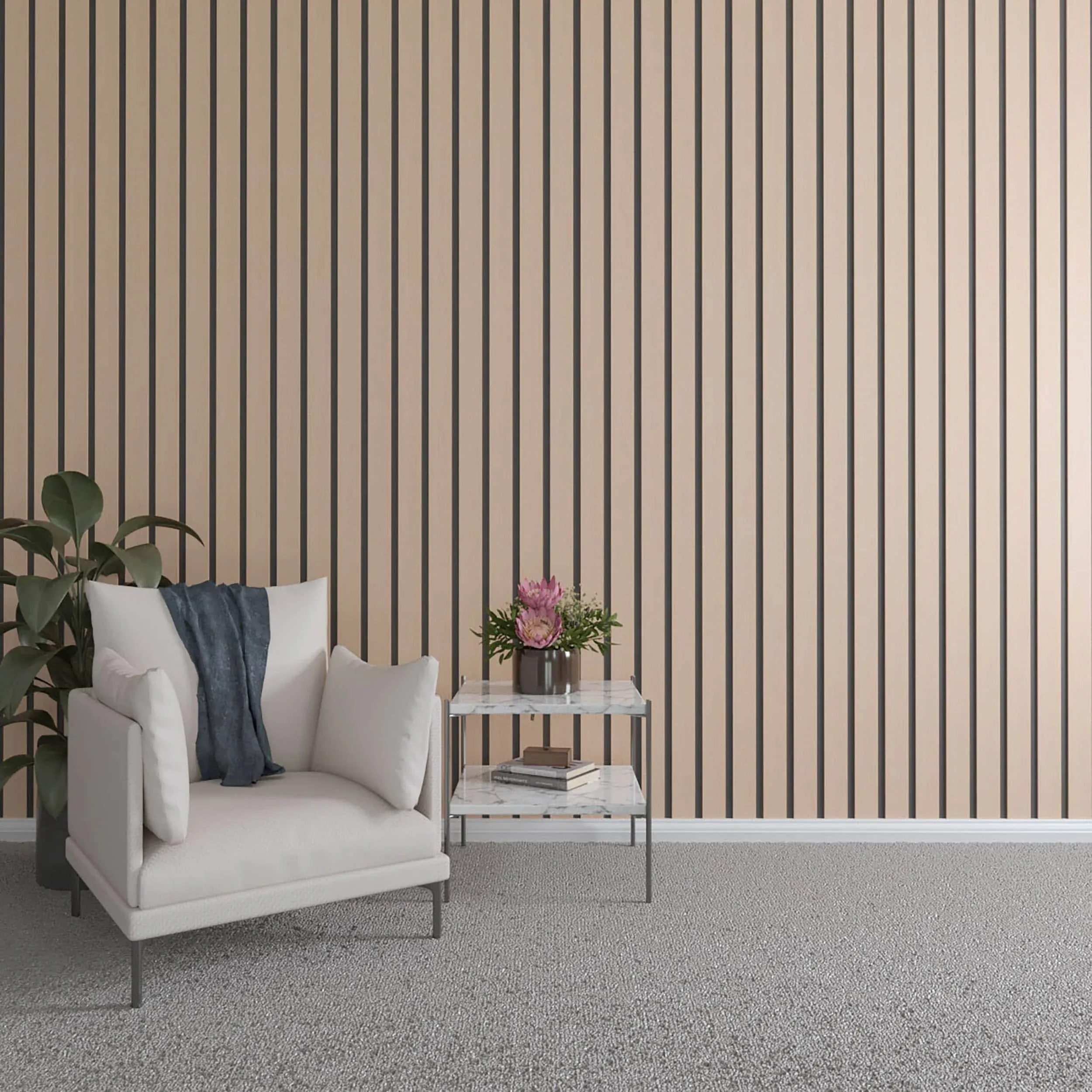 Ekena Millwork 94 H x 1 4 T Adjustable Wood Slat Wall Panel Kit w 2 W Slats Alder contains 22 Slats