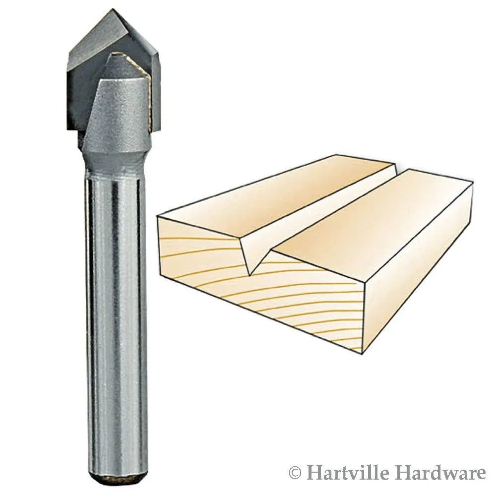 1501 Whiteside Carbide Tip V-Groove Router Bit 90 3/8CD 3/16pl