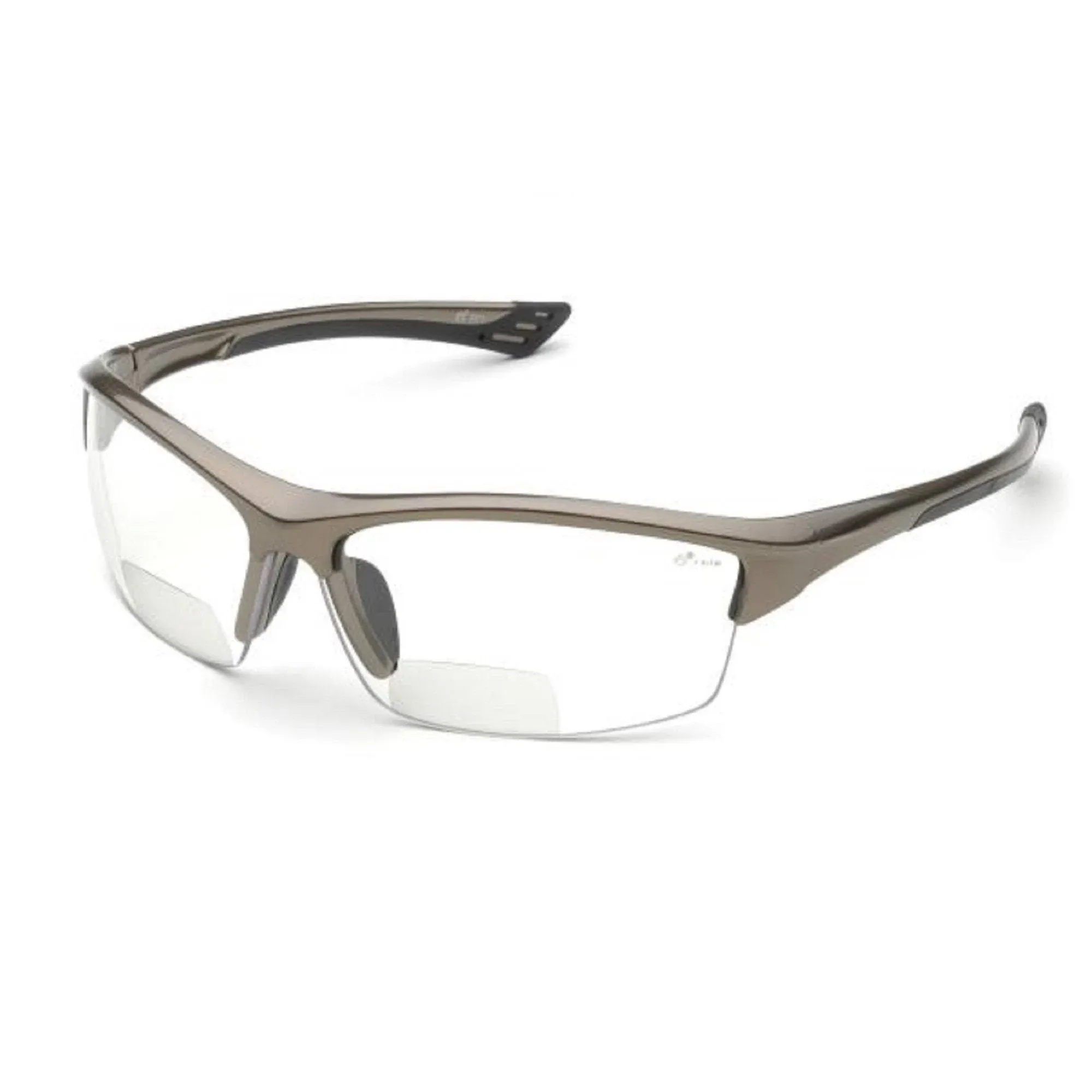 RX-350C 1.0 Diopter Bifocal Safety Glasses, Metallic Brown Frame/Clear Lens