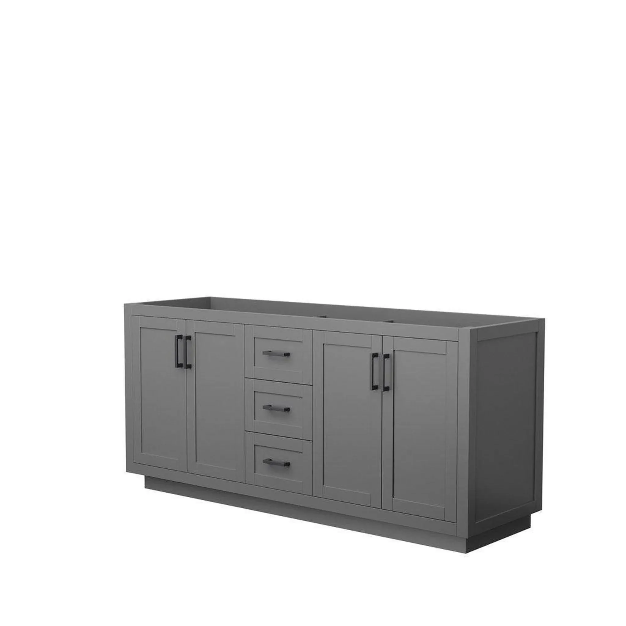 Wyndham WCF292972DGBCXSXXMXX Miranda 72 Inch Double Bathroom Vanity in Dark Gray, No Countertop, No Sink, Matte Black Trim