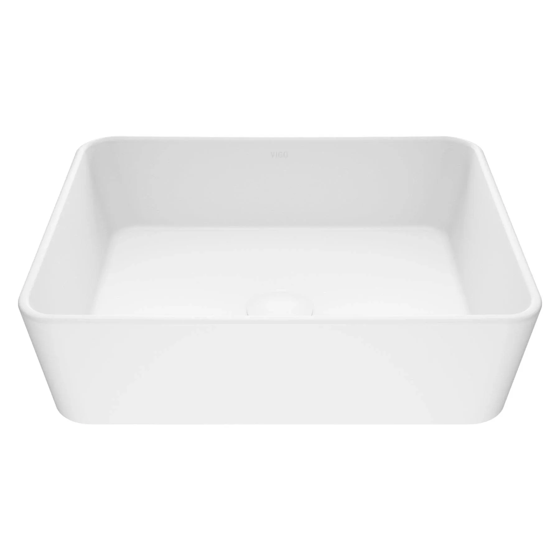 VIGO Marigold 17.75 inch L x 14.375 inch W Over the Counter Freestanding Matte Stone Rectangular Vessel Bathroom Sink in Matte White - Sink for Bathroom VG04003